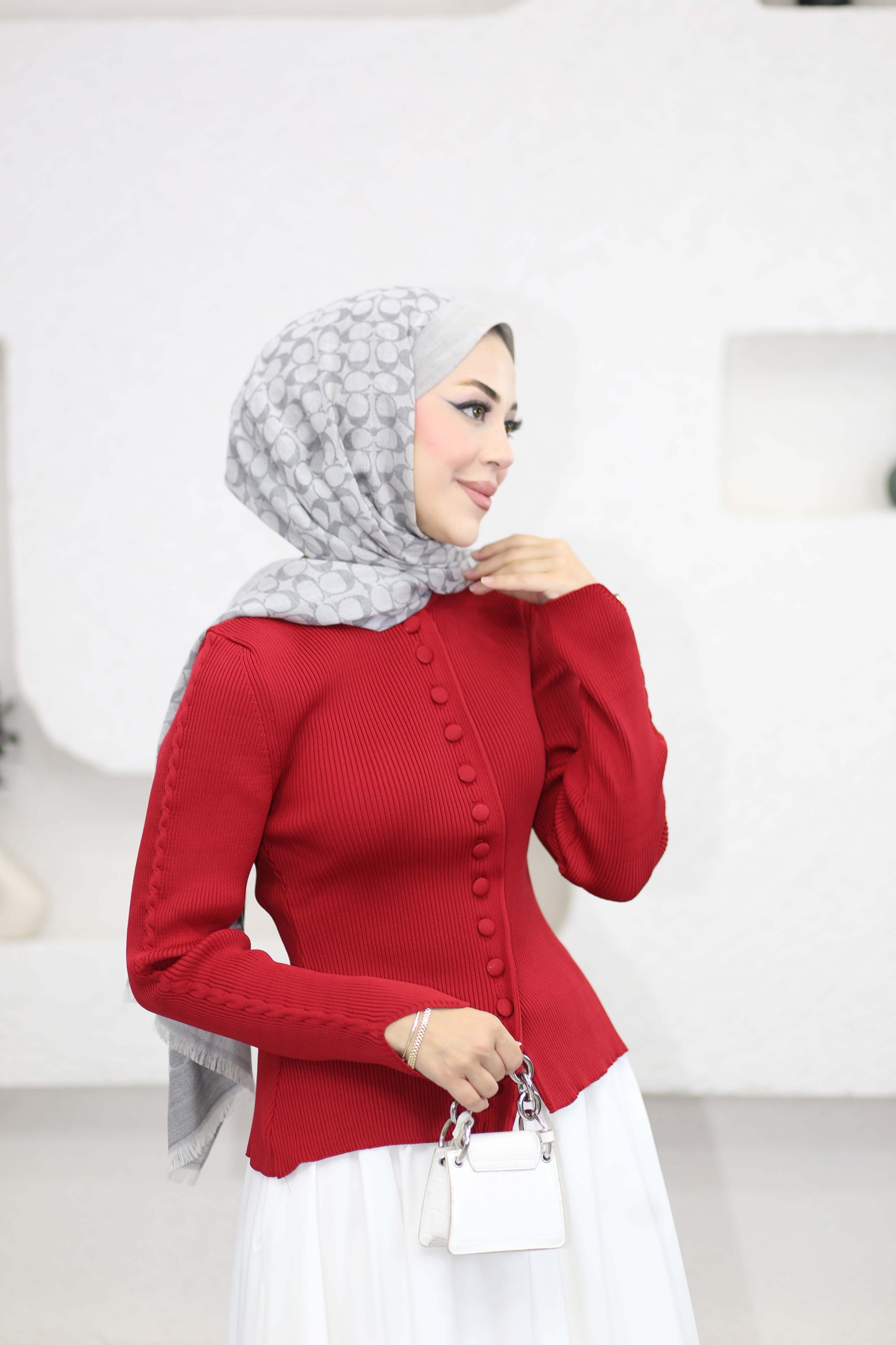Fitilli Triko Badi Kırmızı 27013