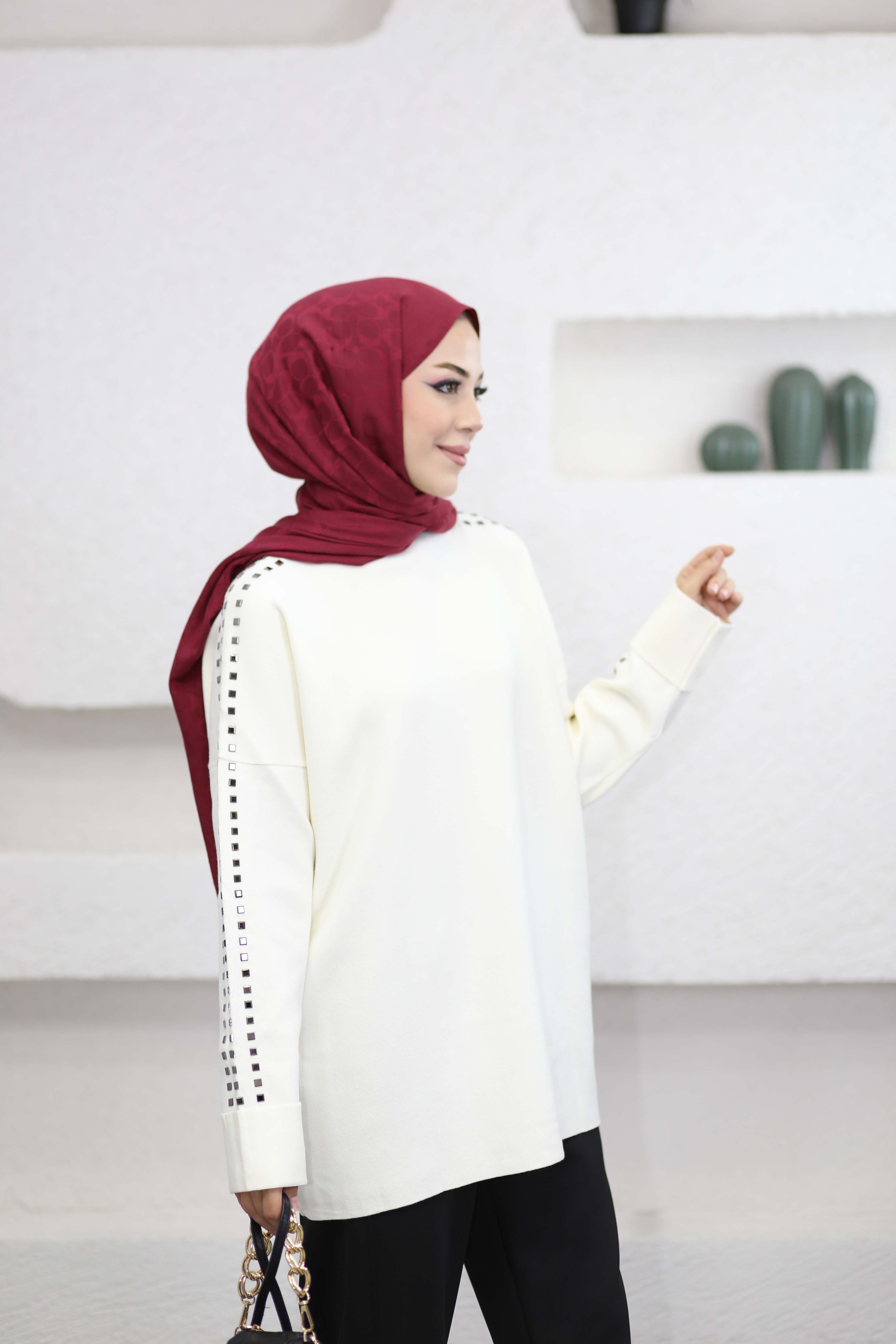 Omuz Taşlı Tunik Ekru 26150