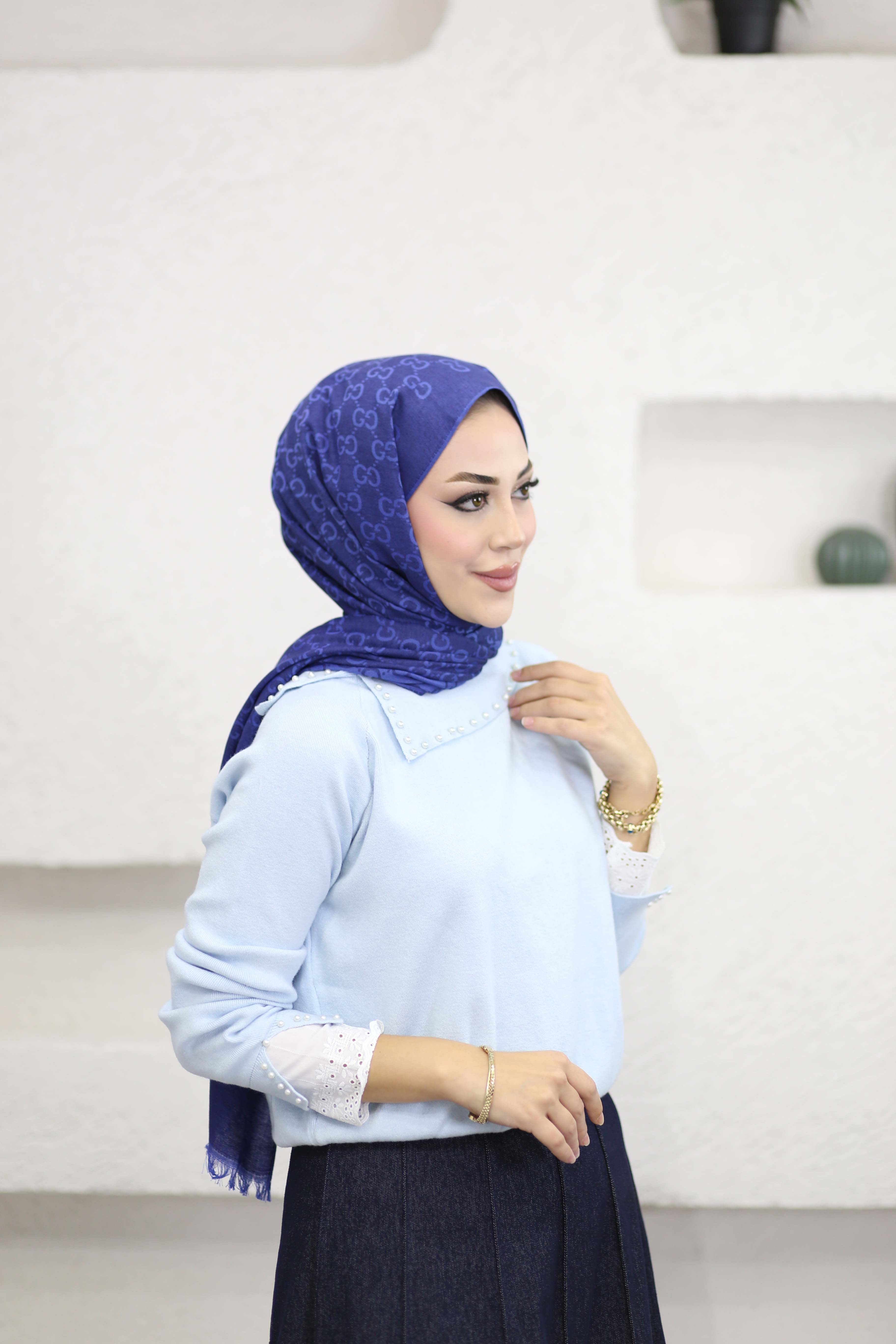 İnci Detaylı Triko Tunik Bebe Mavi 146003