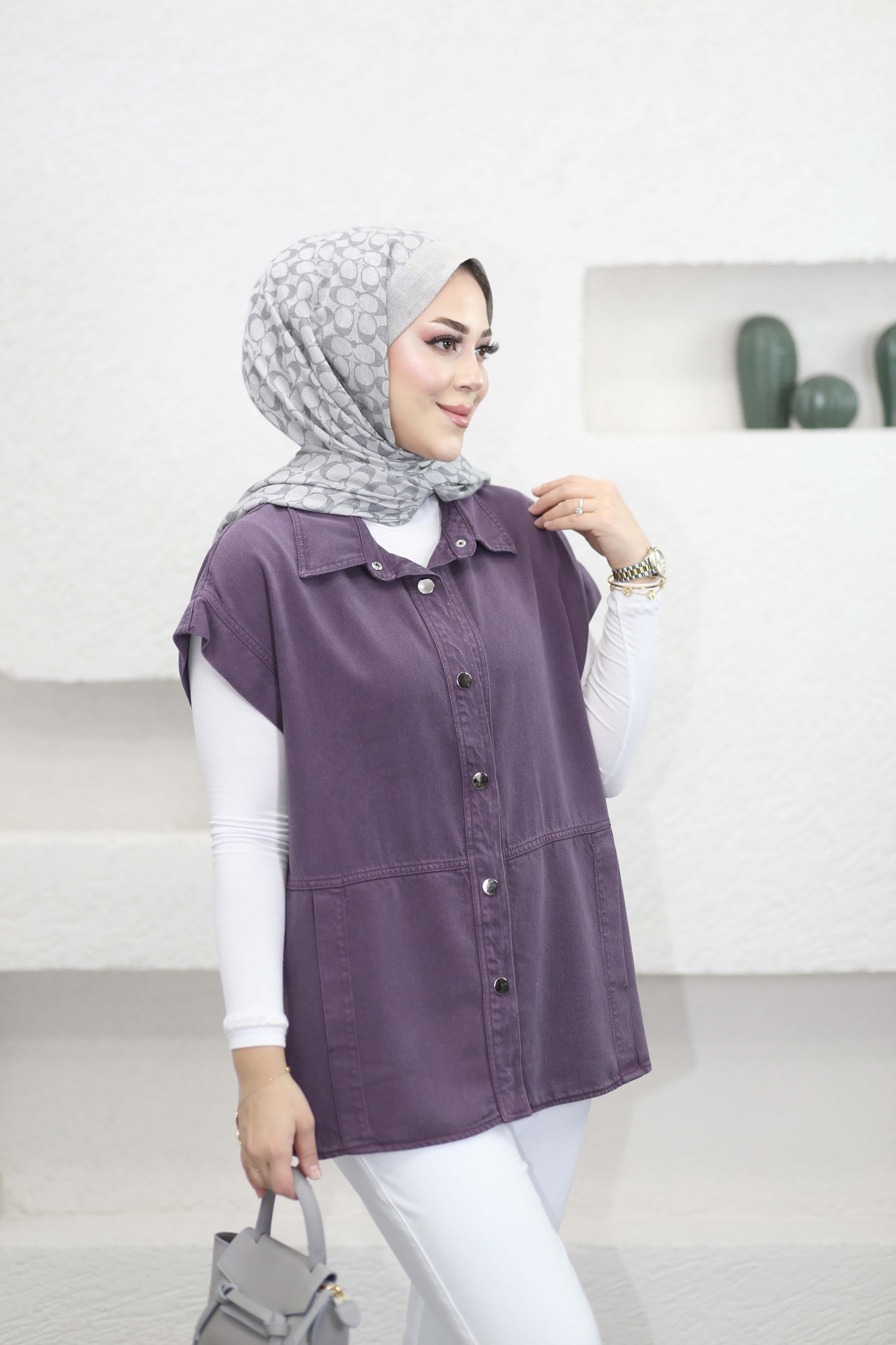 Tencel Yelek Mürdüm 7441