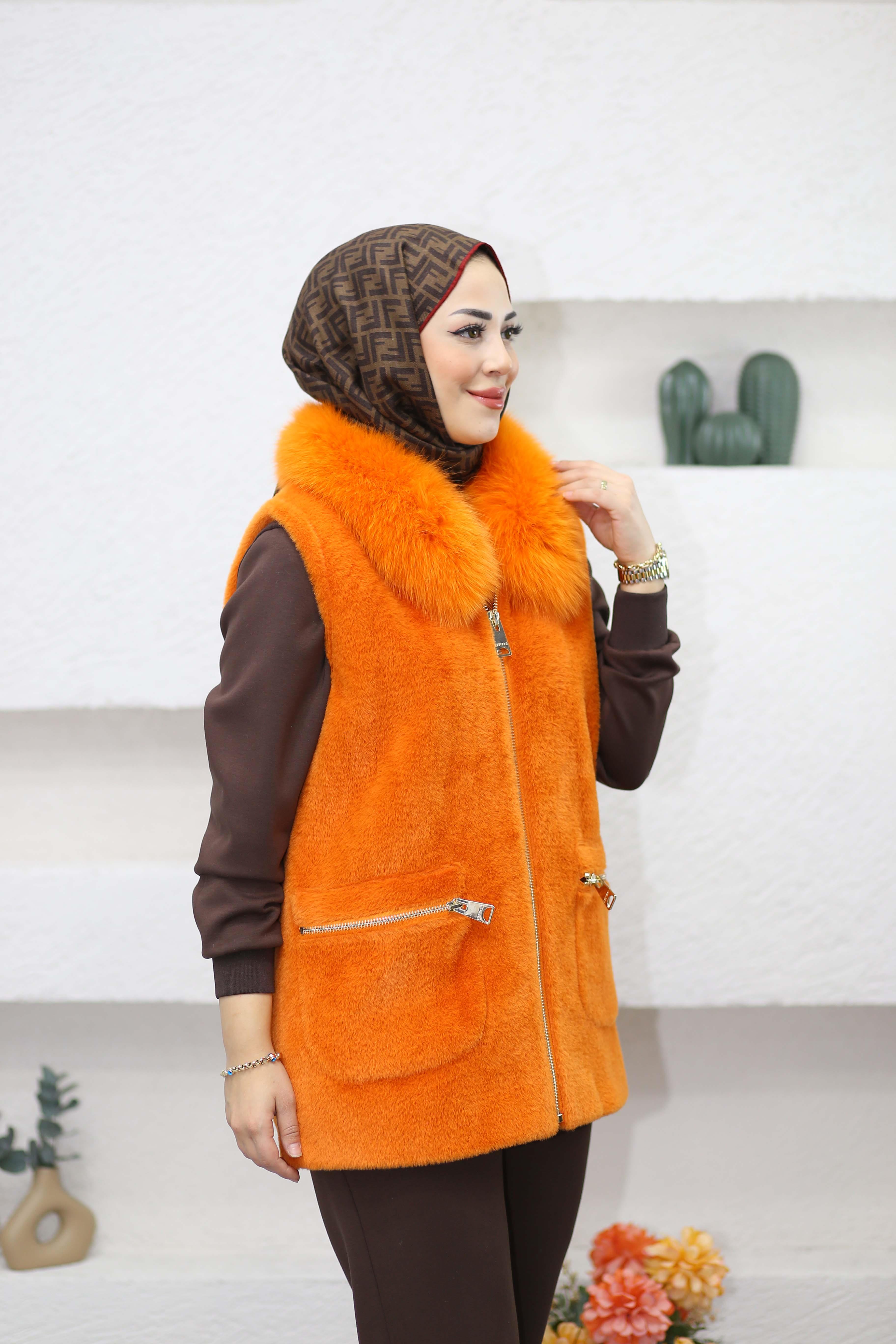 Angora Yelek Turuncu 9022