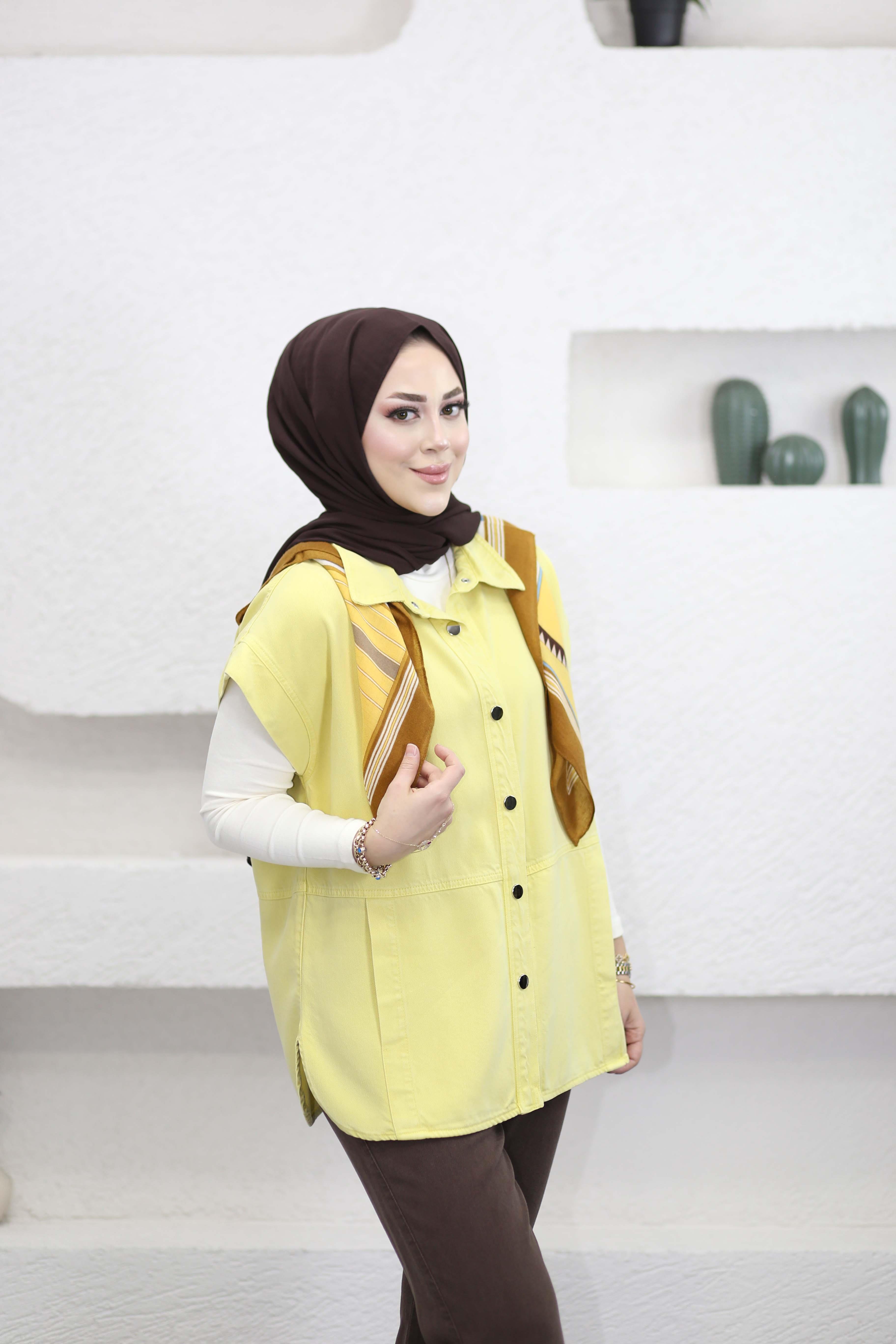 Tencel Yelek Sarı 7441