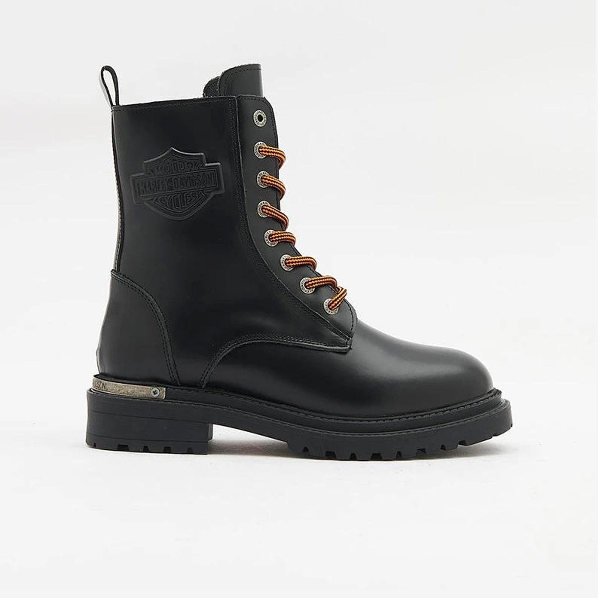 HARLEY DAVIDSON REBEL KADIN BOT - SİYAH BASKILI DERİ