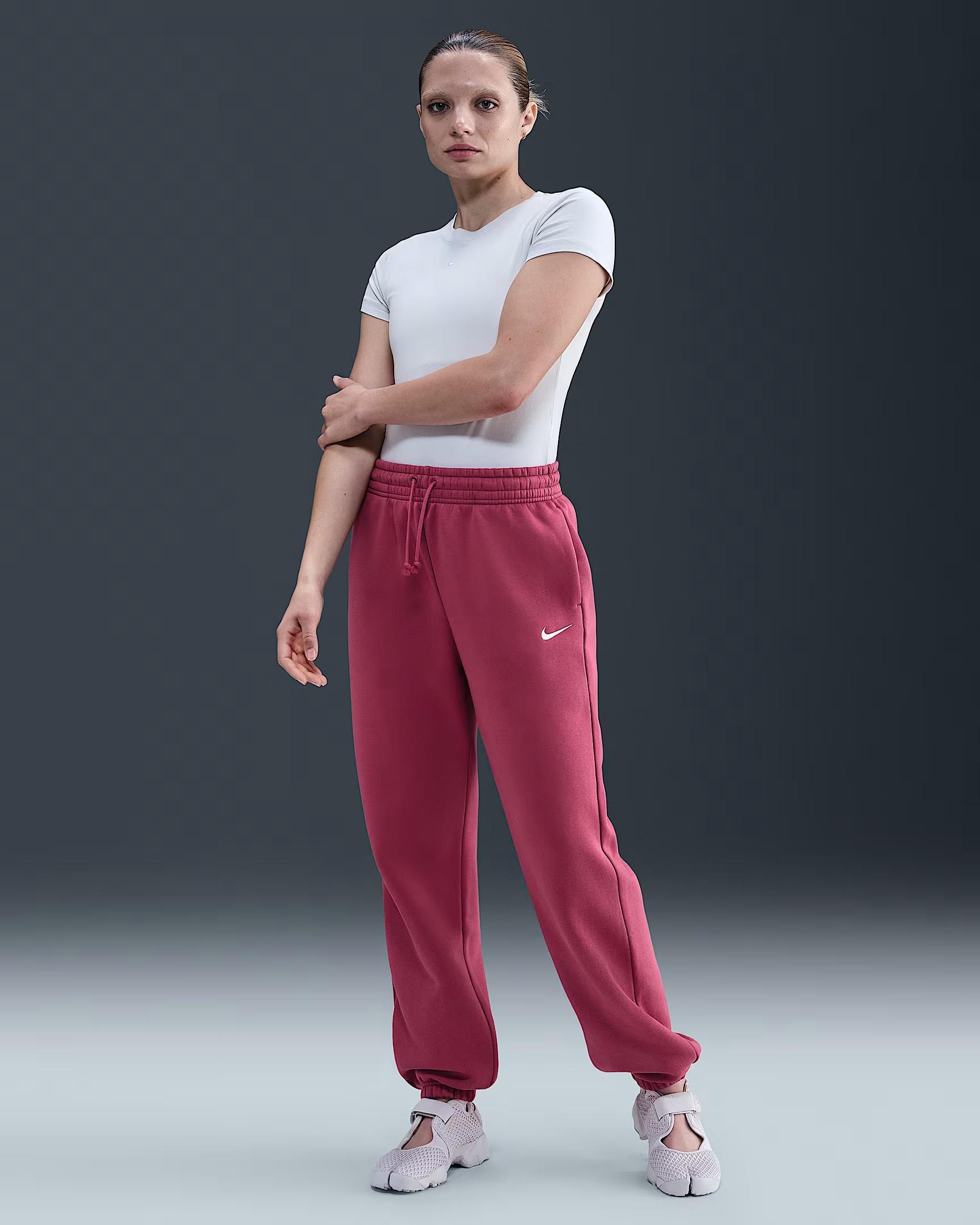 W NSW PHNX FLC HR OS PANT 2 - FÜME/KREM