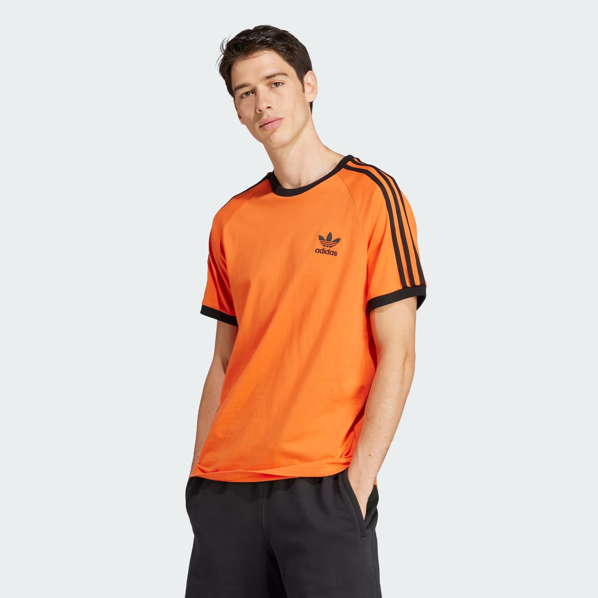 T shirt adidas 3 stripes orange clearance