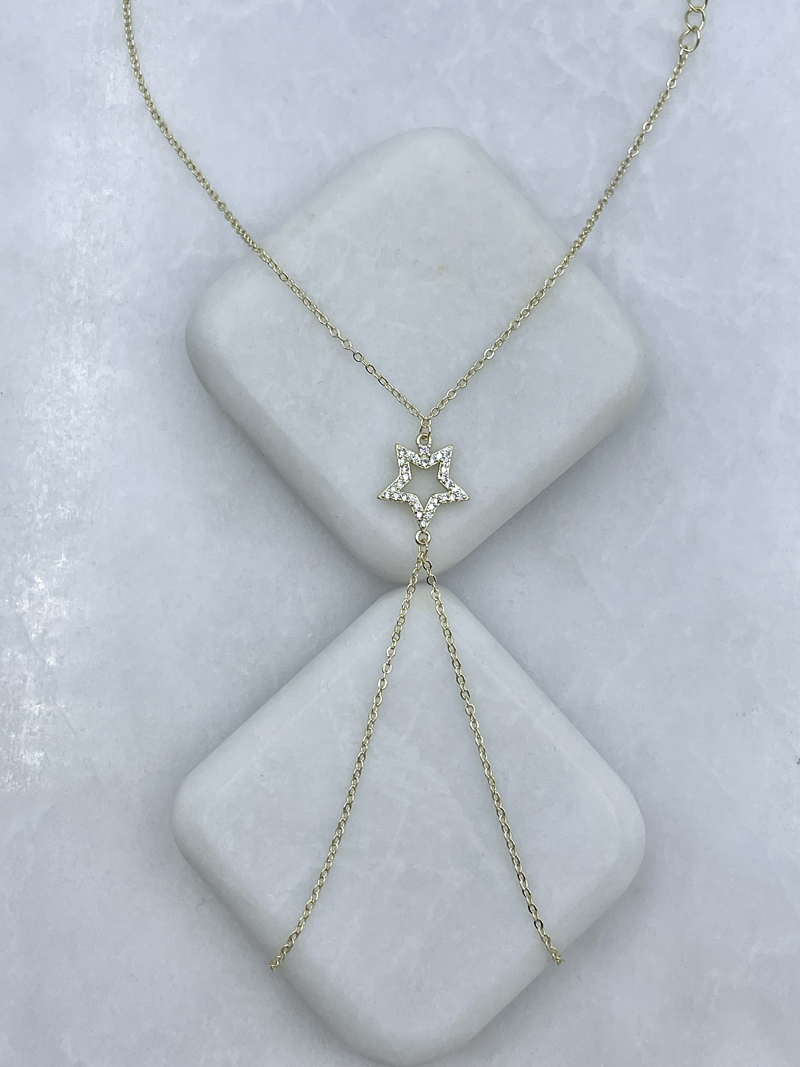 Altın Kaplama Gömme Taşlı İçi Boş Yıldız Şahmeran Gold