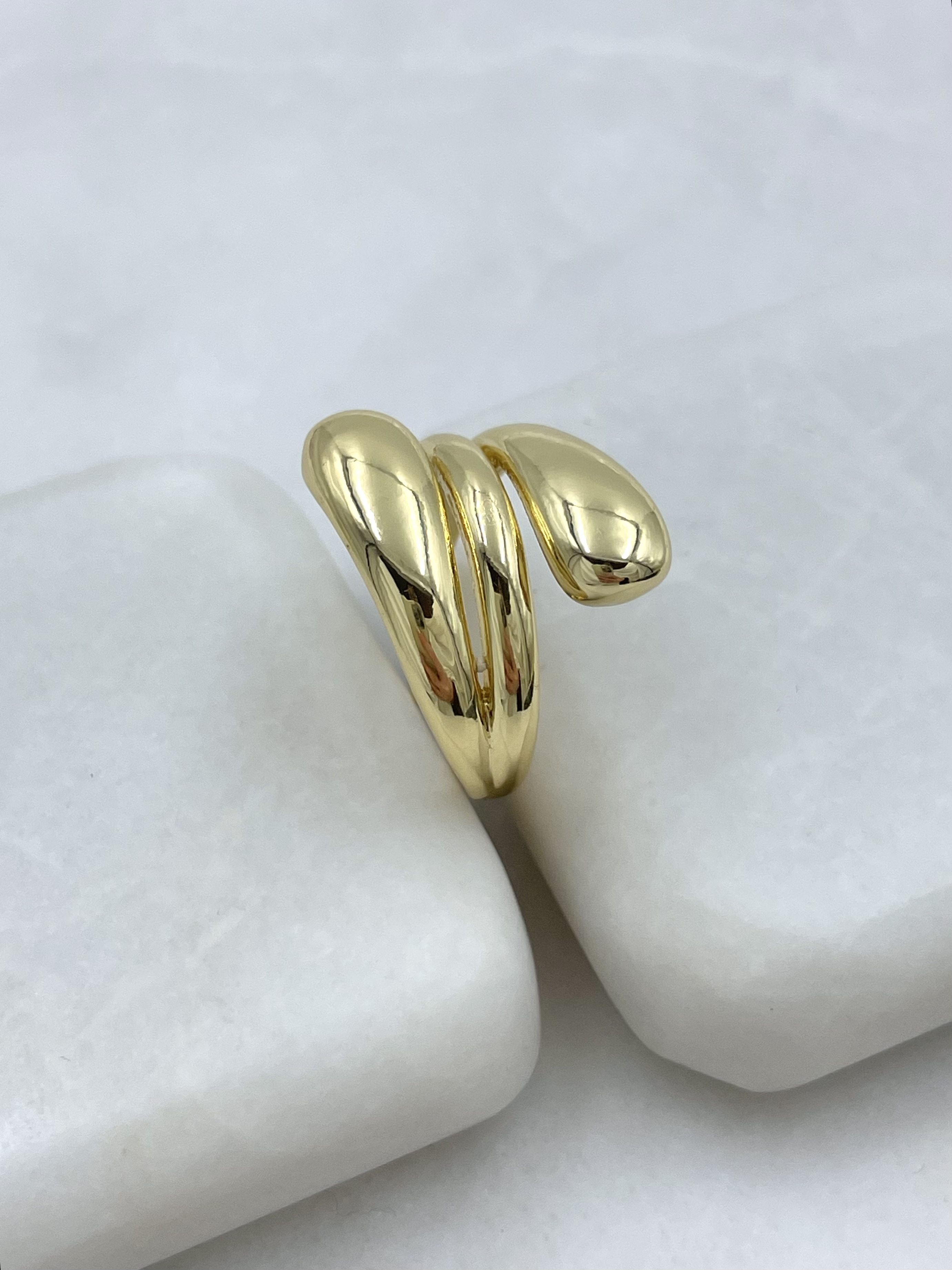 Altın Kaplama Üçlü Görünüm Bombe Yüzük Gold