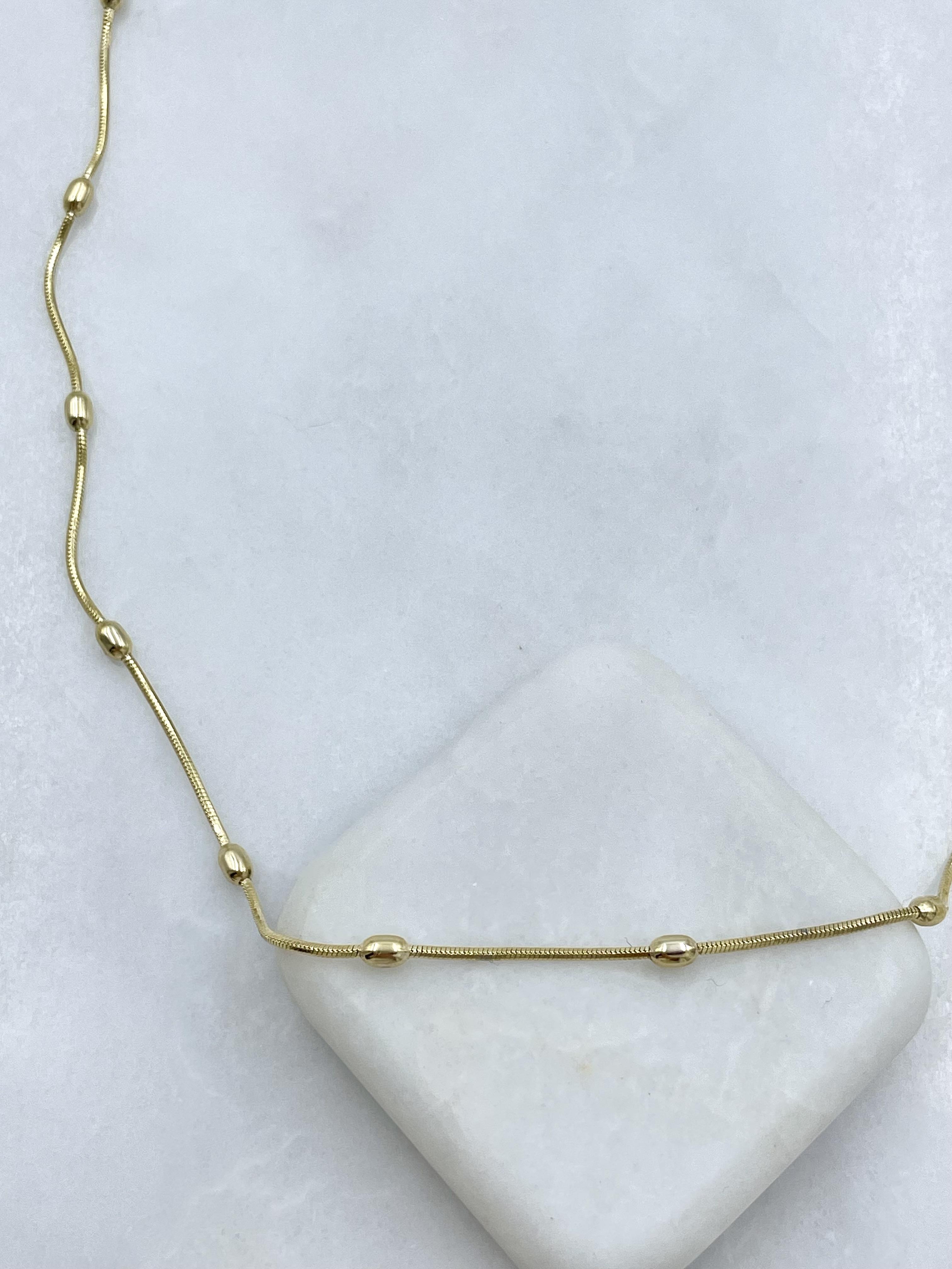 Özel Seri Minimal Oval Detaylı Kolye 45 cm Gold