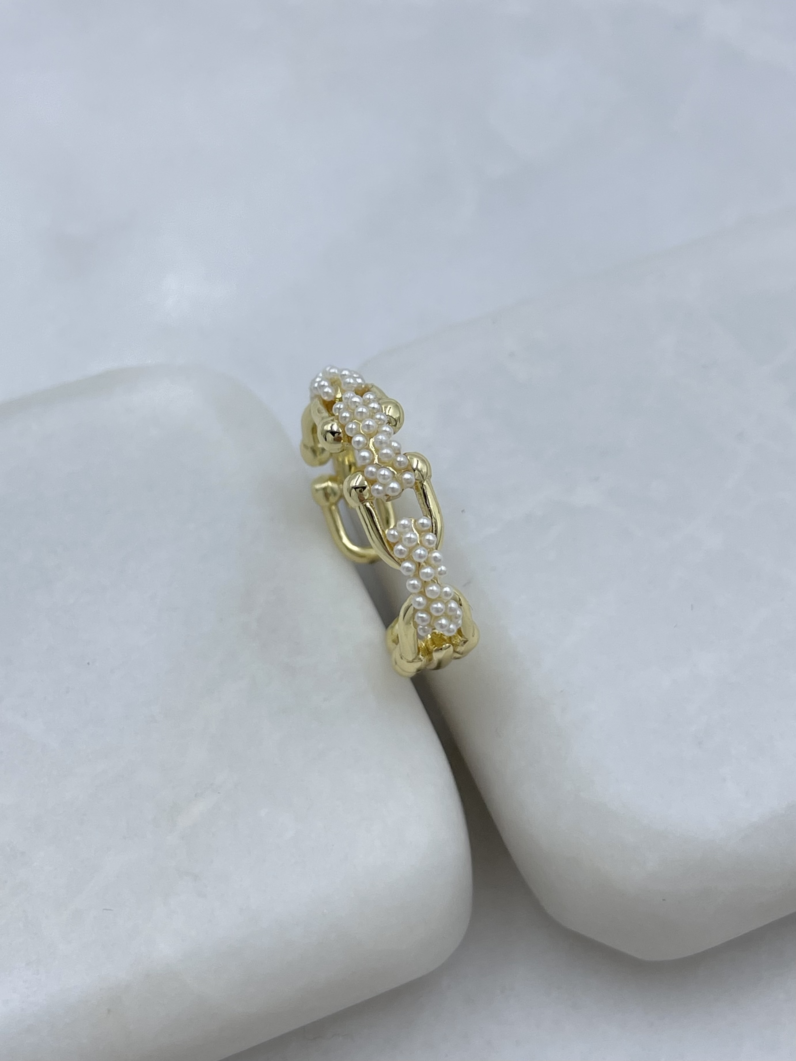 Altın Kaplama İncili Tasarım Model Yüzük Gold