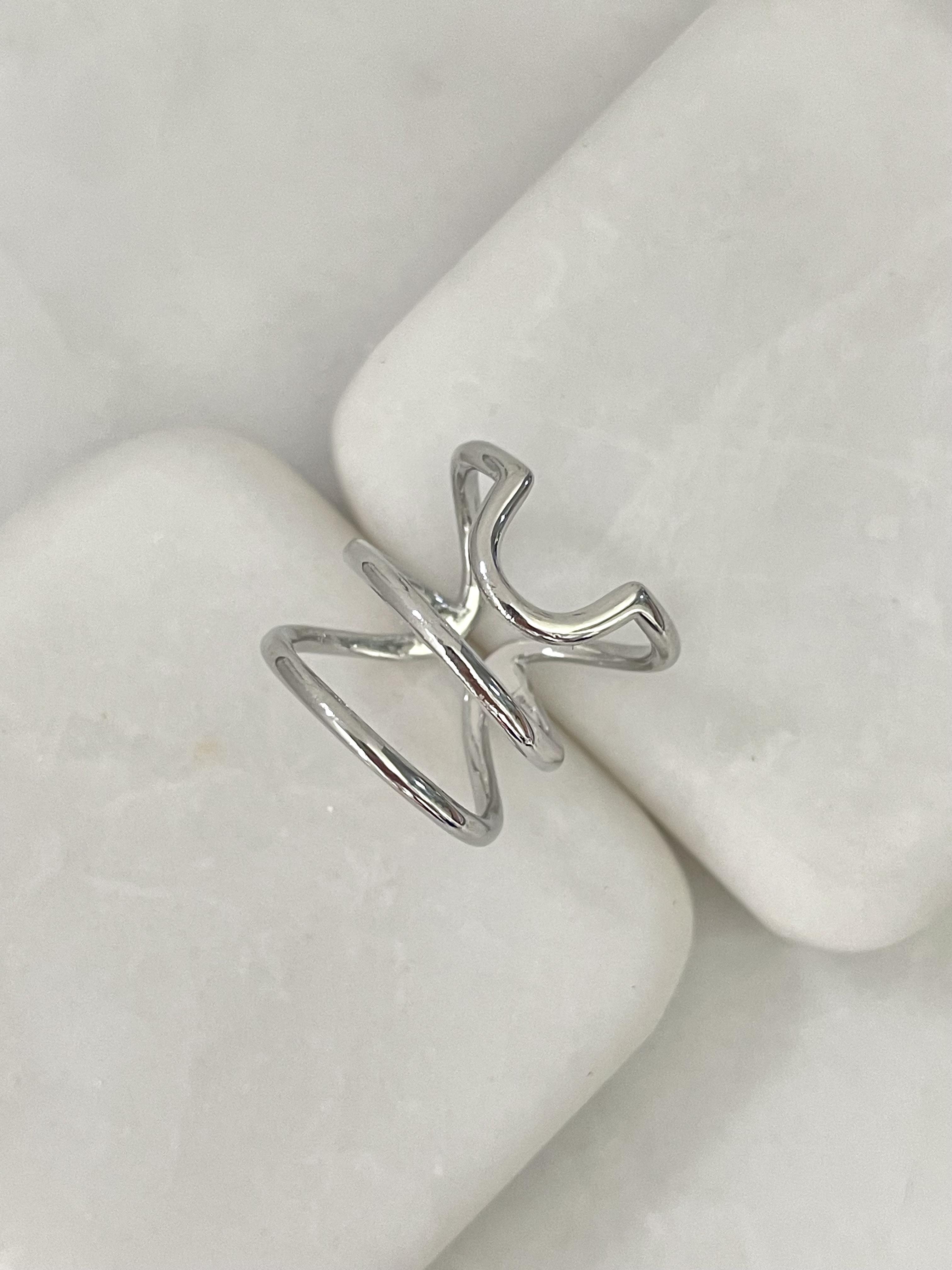 Altın Kaplama Üç Sıra Tırnak Yüzüğü Gümüş