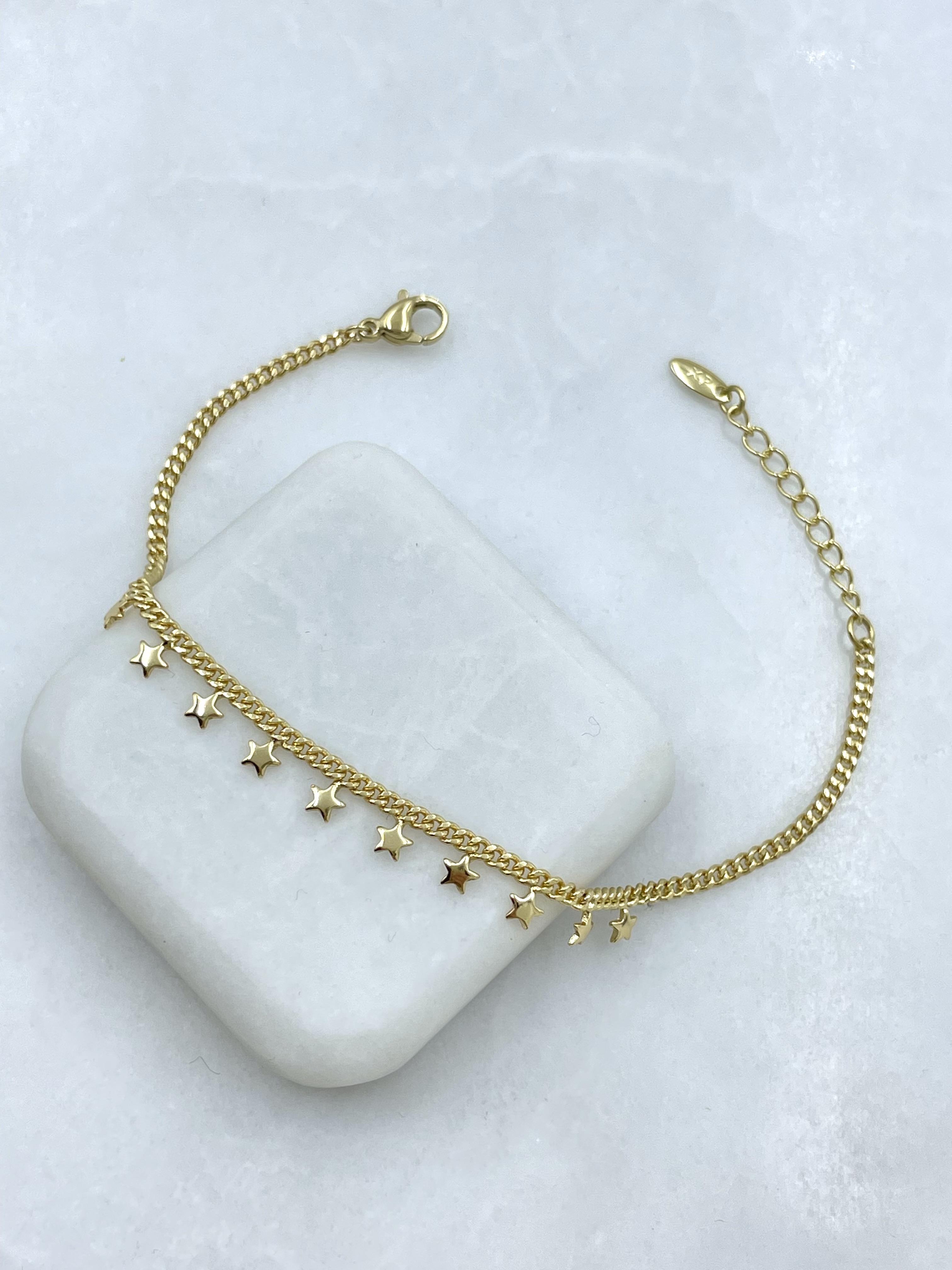 Özel Seri Yıldız Model Zincir Bileklik Gold