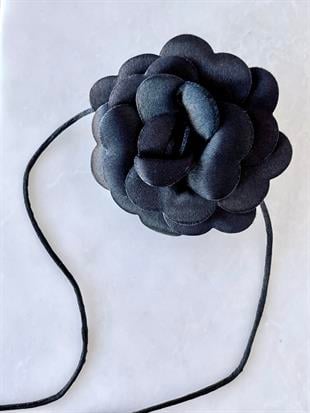 Çok İşlevli Çiçek Model Kolye Siyah