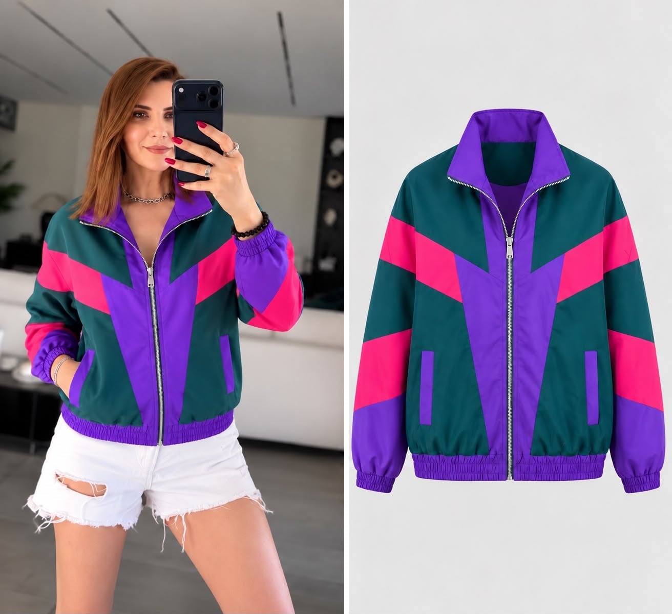 80ler Renkli Bomber Ceket