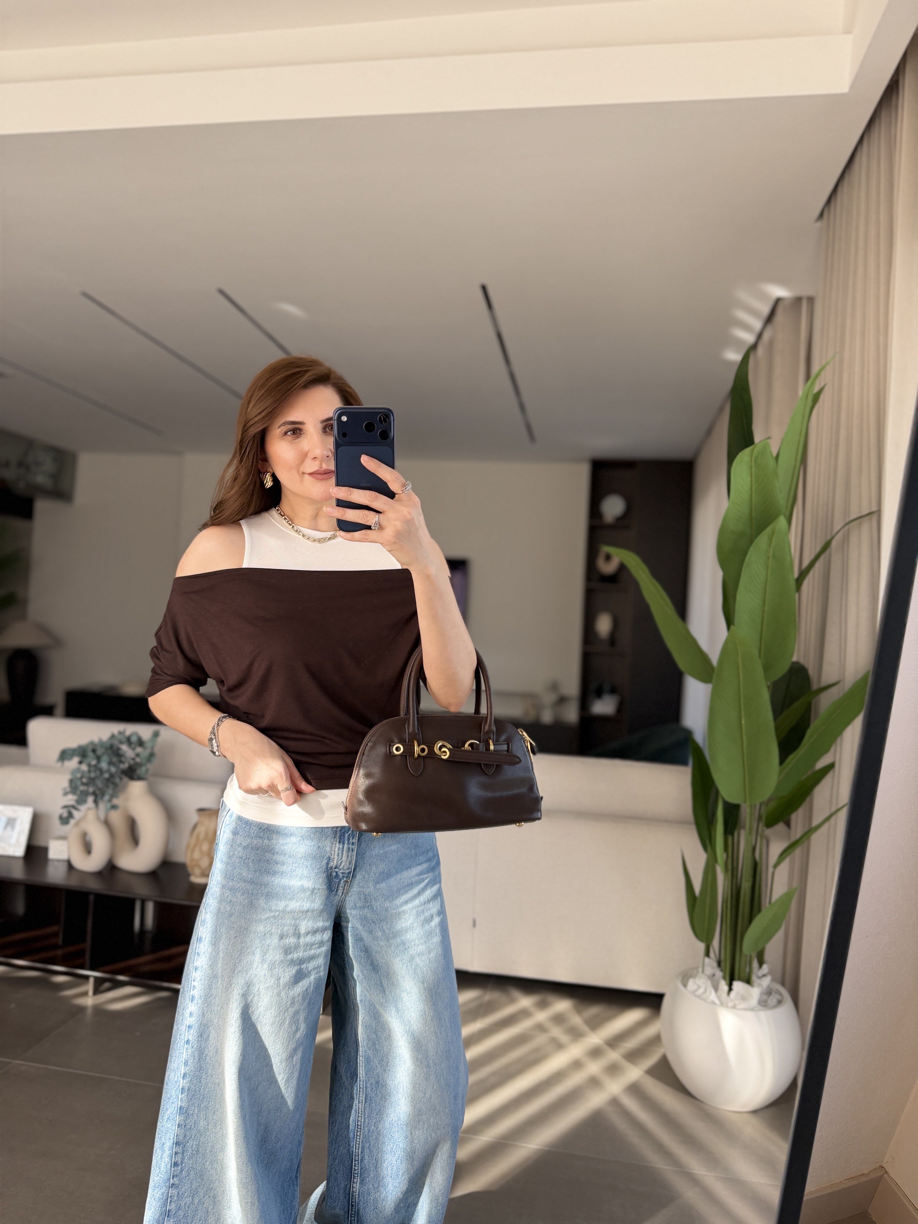 Acı Kahve Kayık Yaka Atletli Bluz