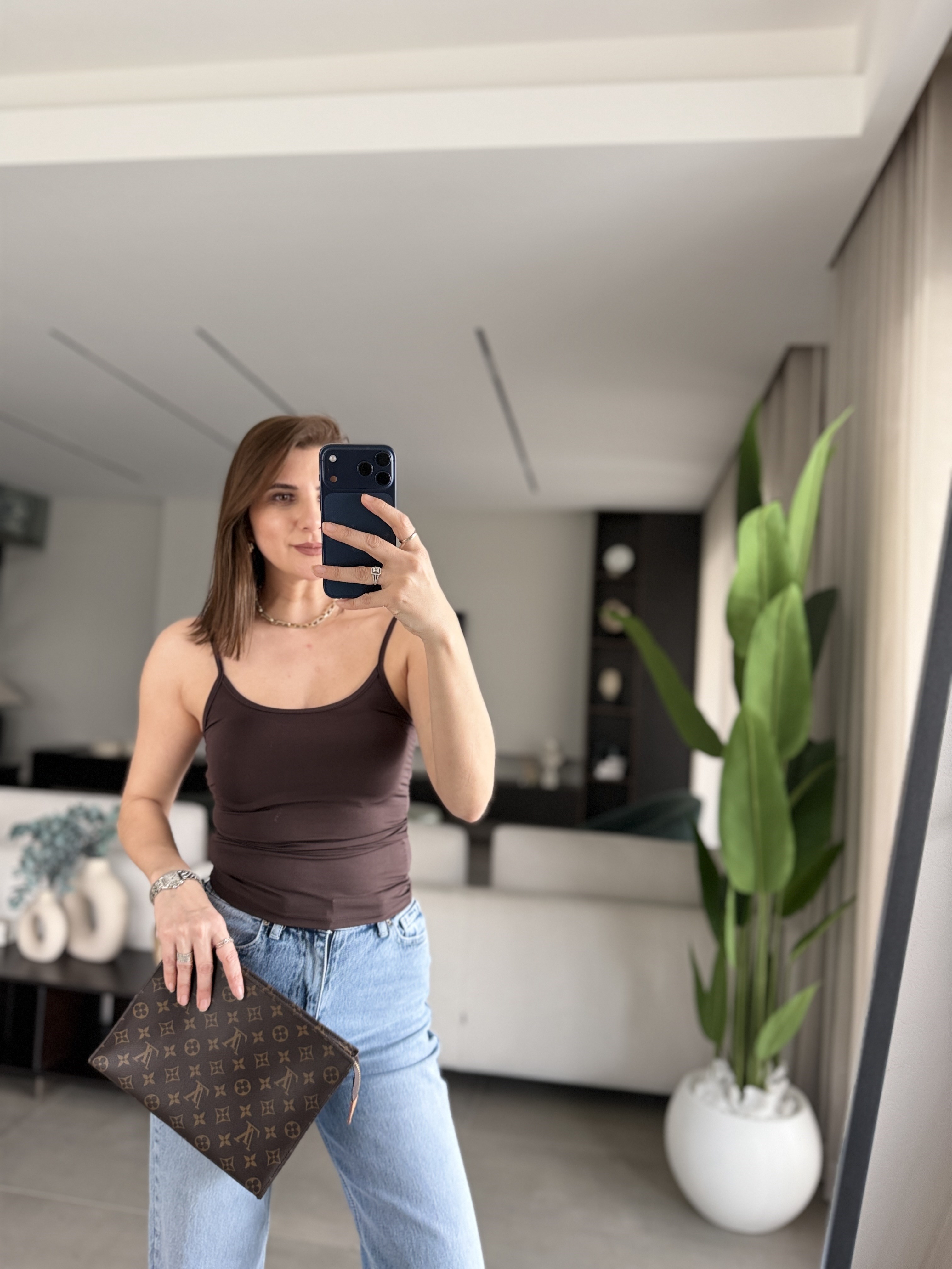 Acı Kahve Polyemid İp Askılı Atlet