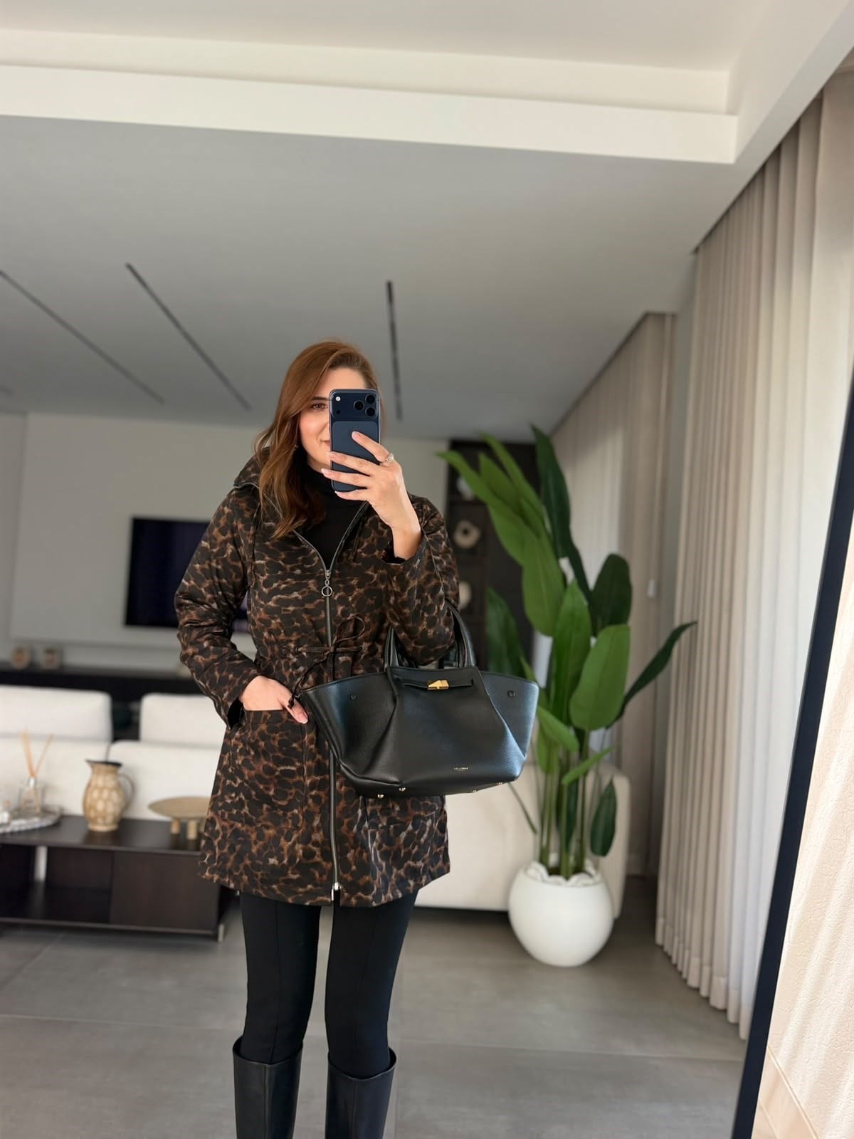 Bel Lastikli Leopar Ceket