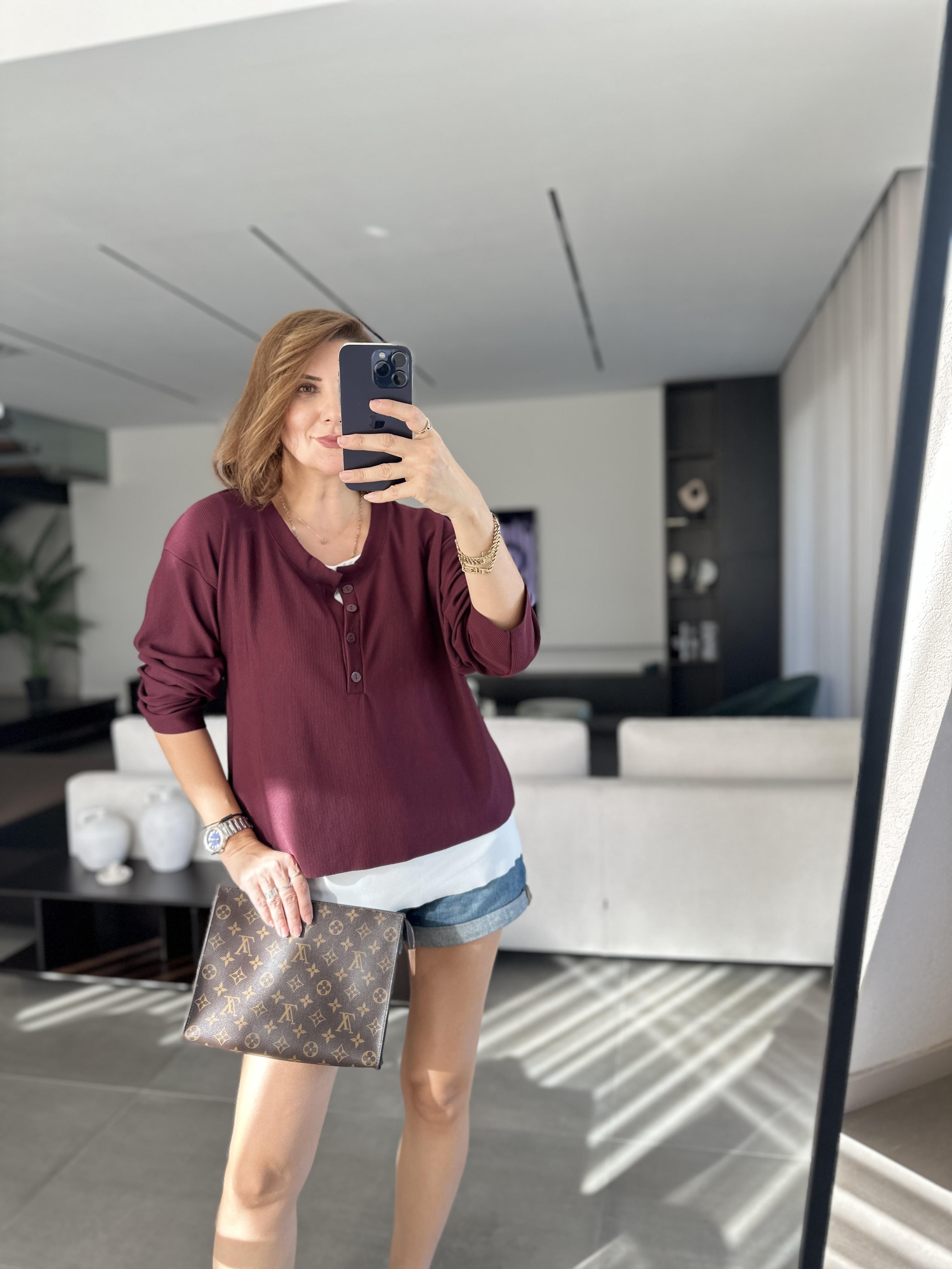 Bordo Atletli Fitilli Bluz
