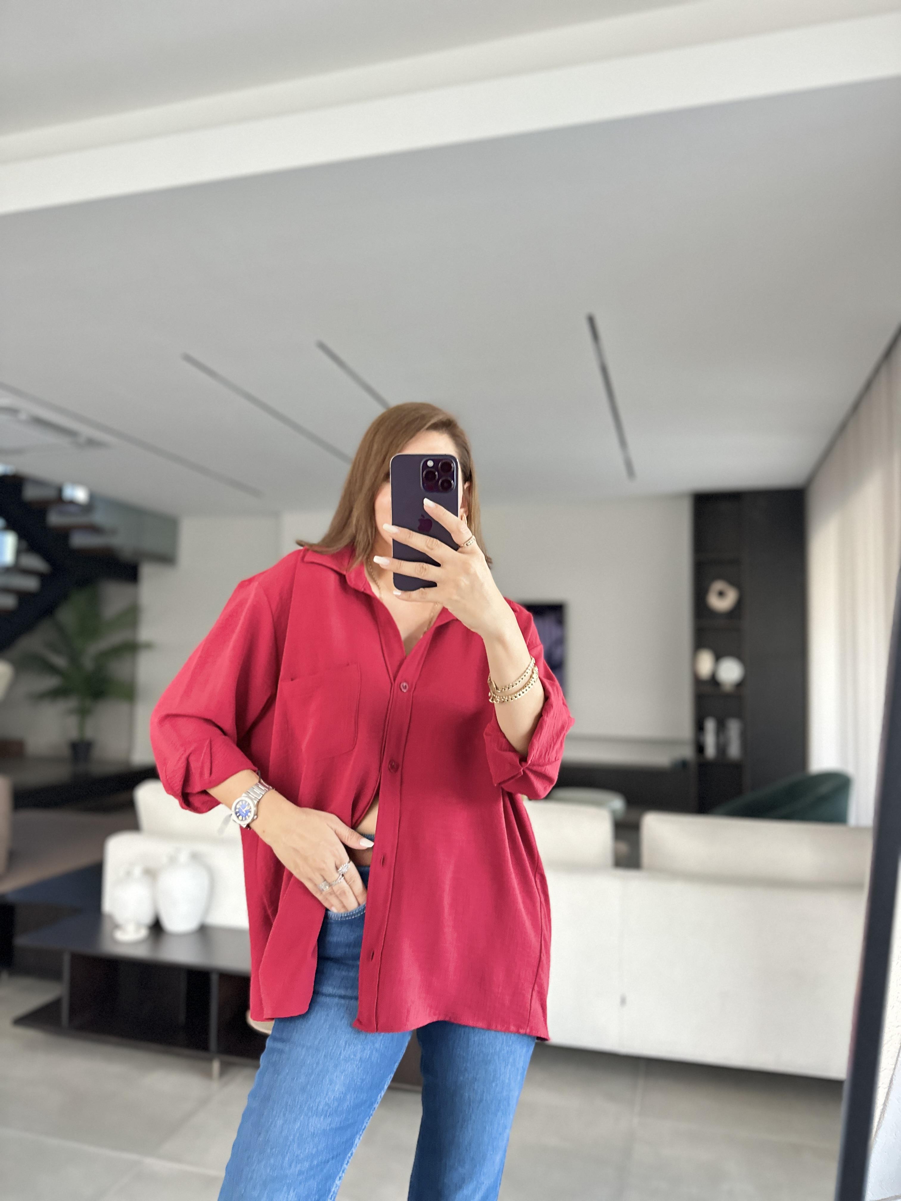 Bordo Ayrobin Salaş Gömlek