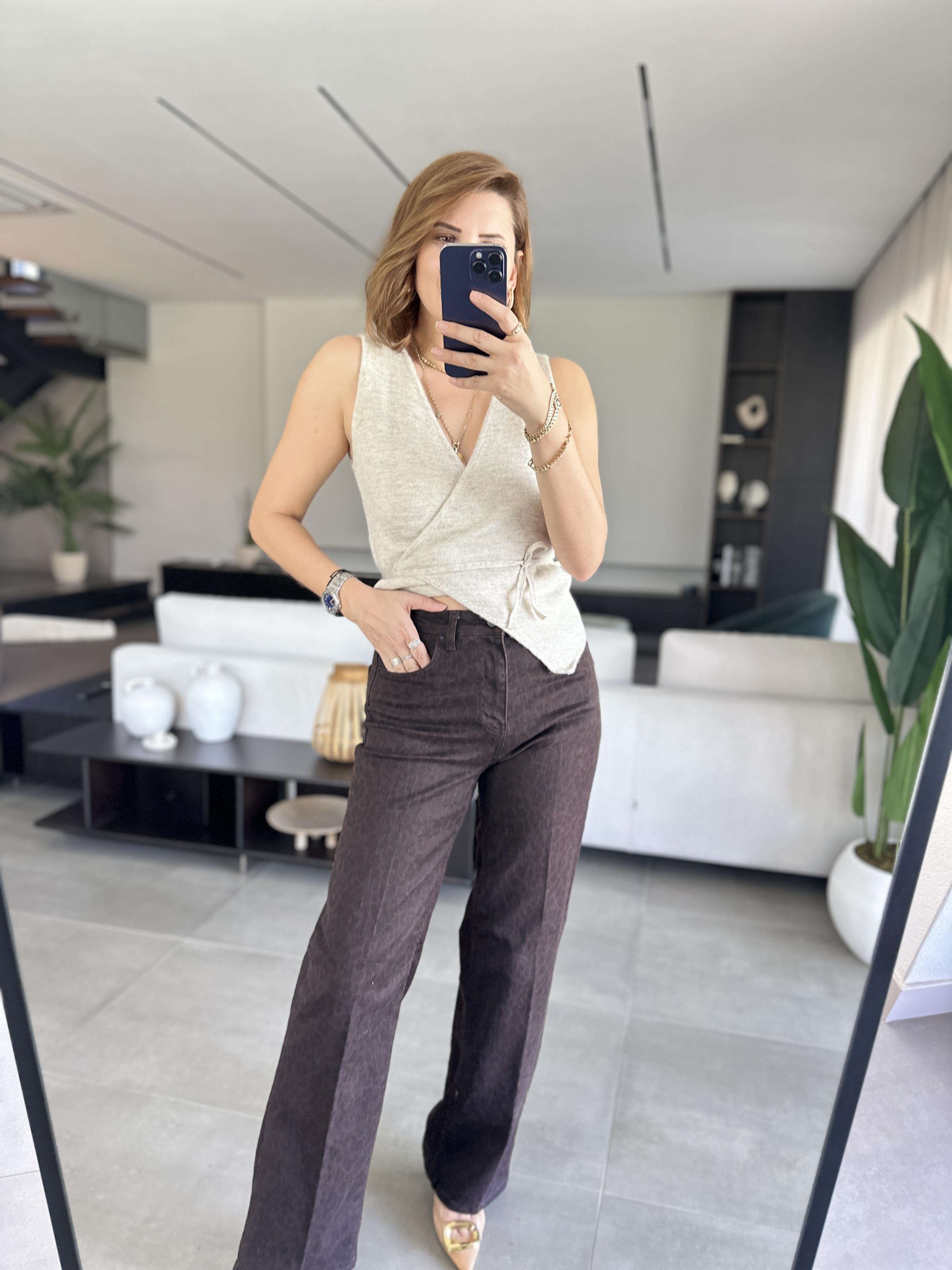 Brown Leopar Jean