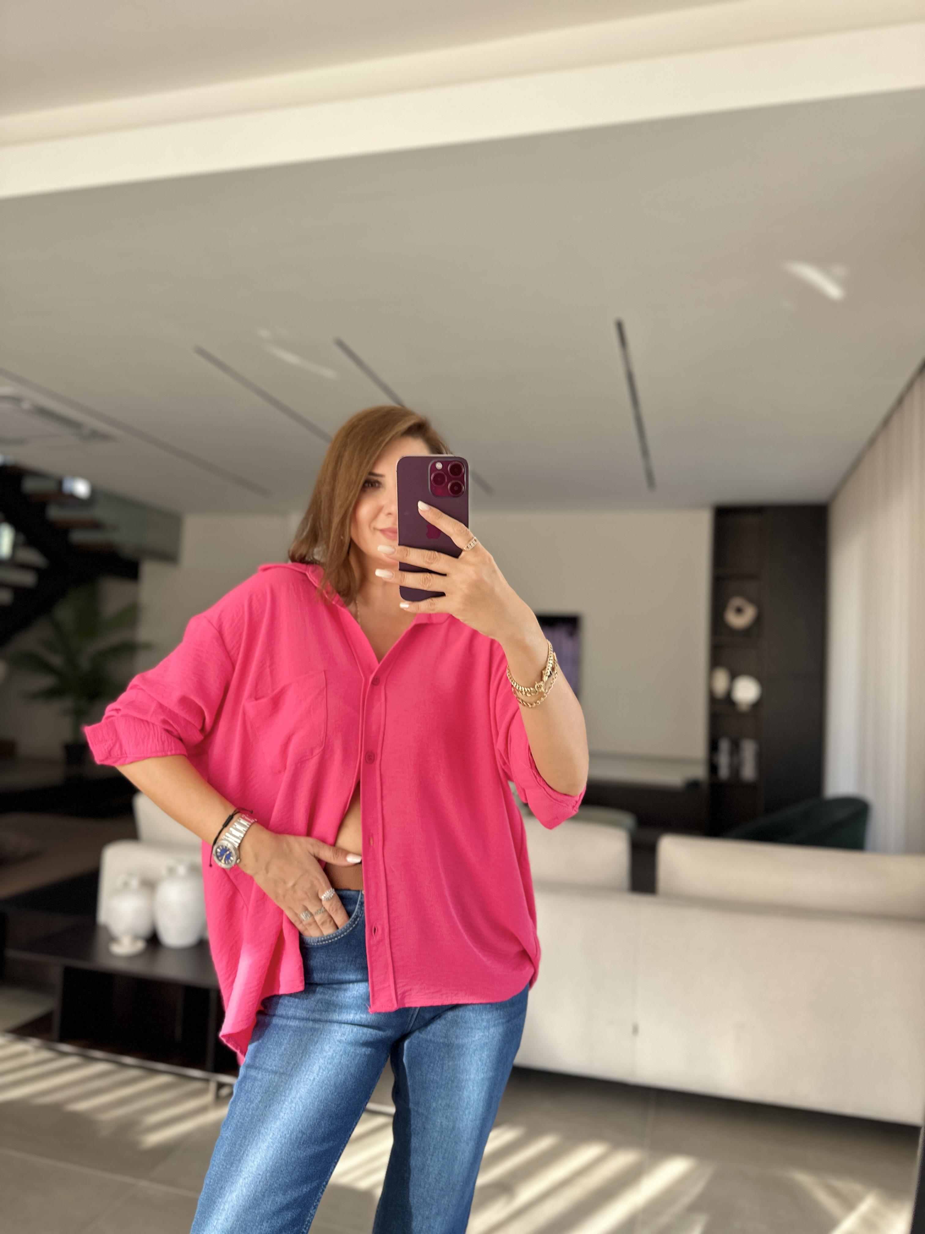 Fuşya Ayrobin Salaş Gömlek