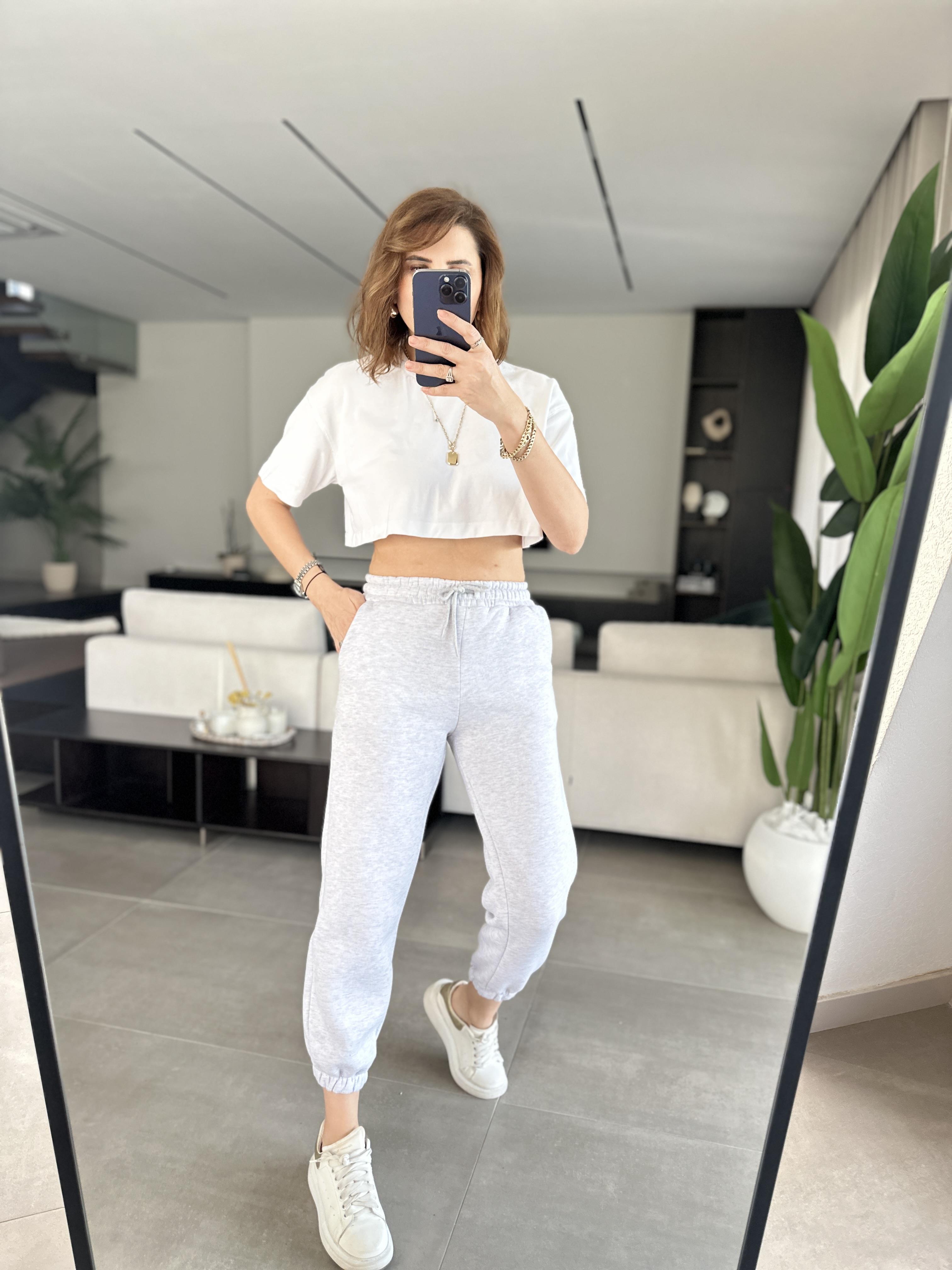 Gri Bel Ve Paça Lastikli Jogger Eşofman