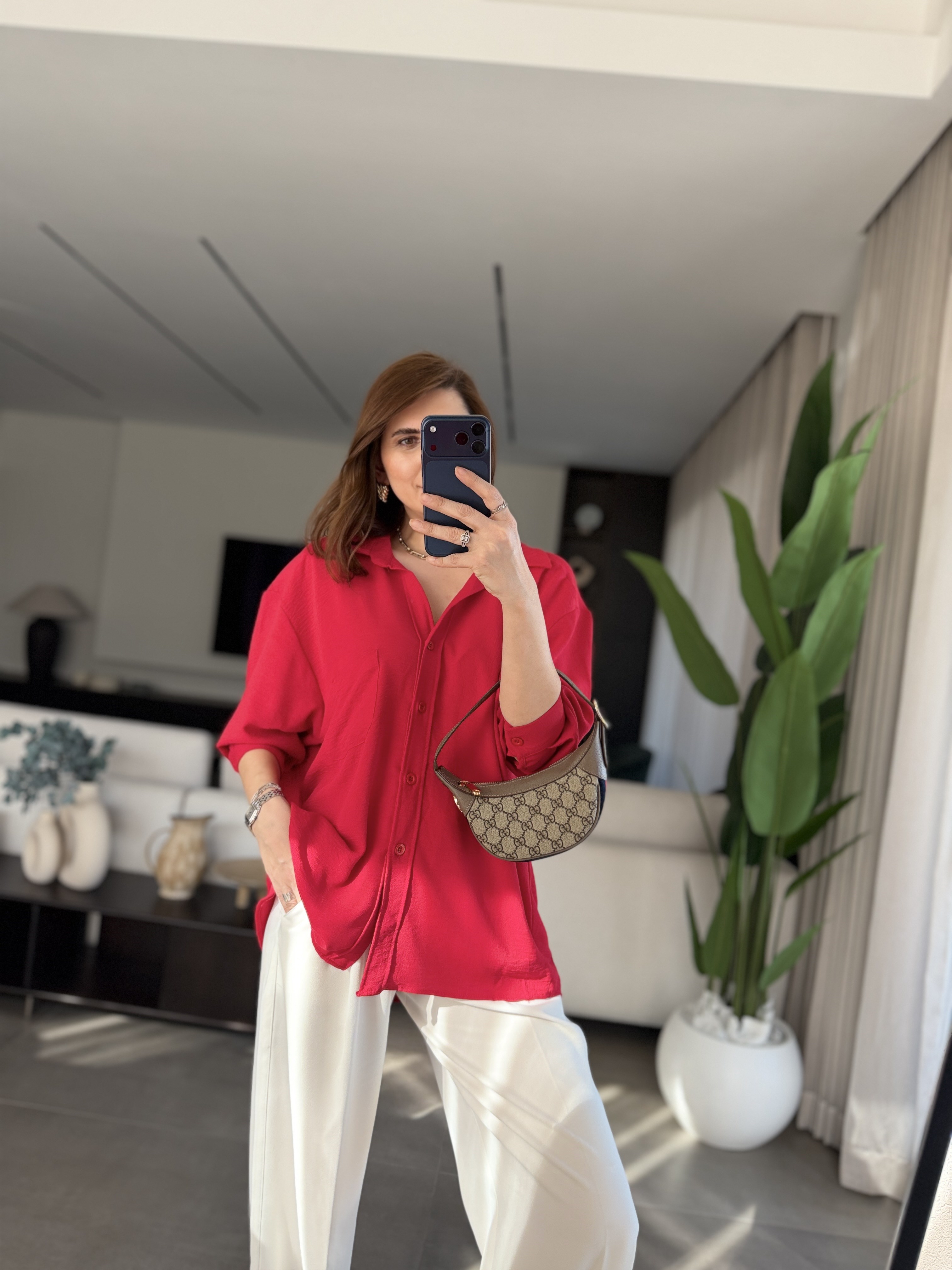 Kırmızı Ayrobin Salaş Gömlek
