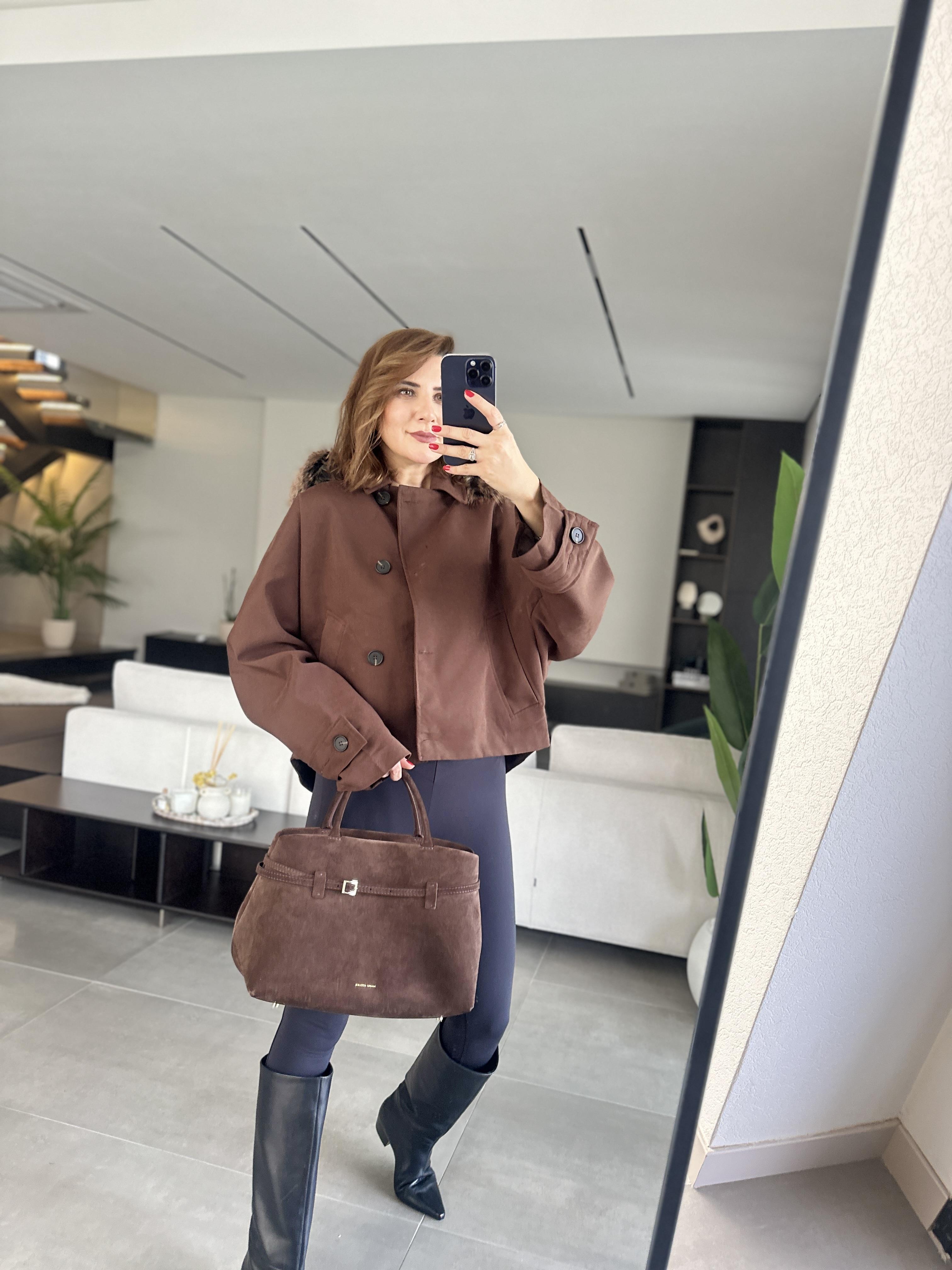 Kürk Kapşonlu Mont