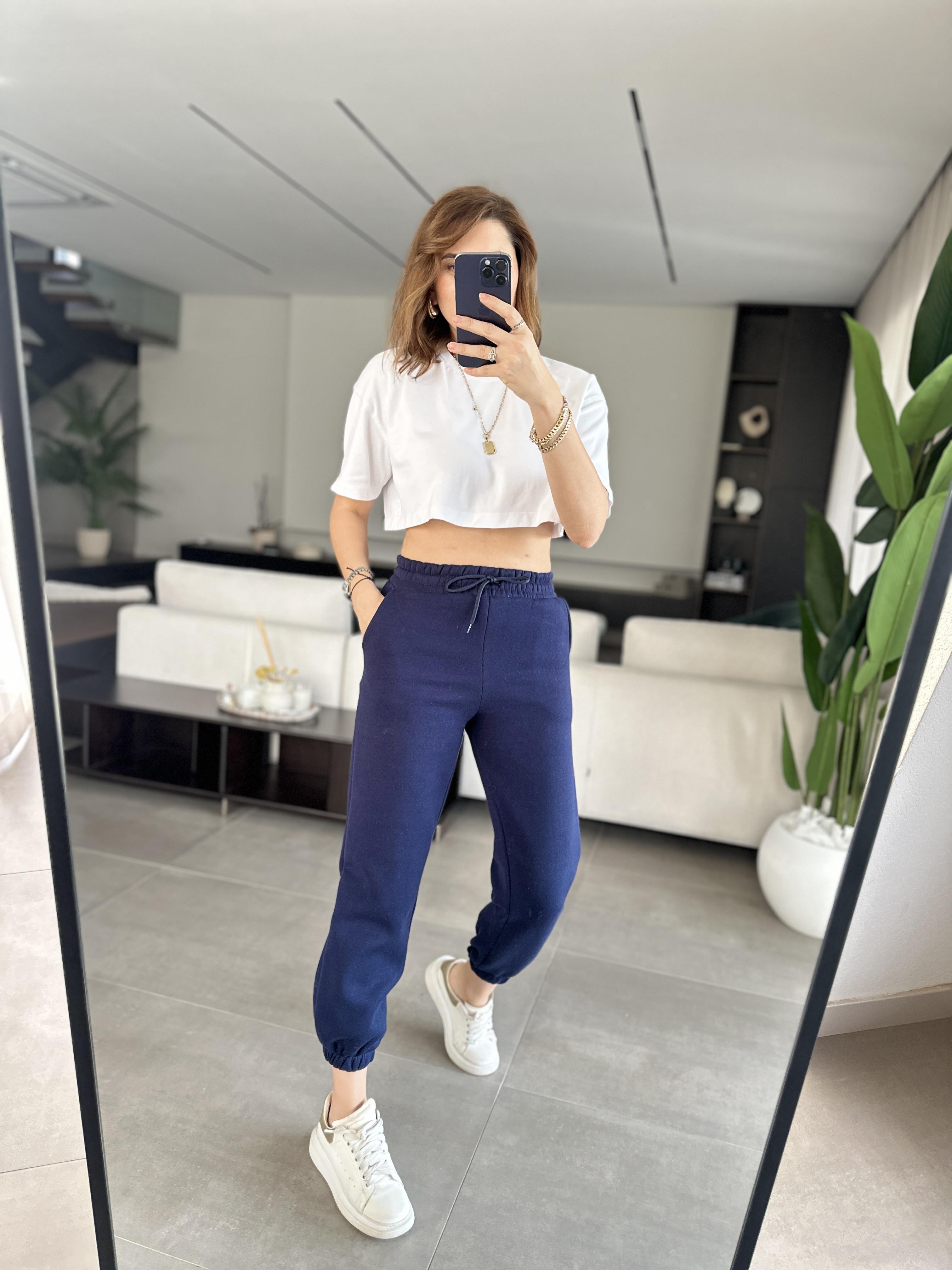 Lacivert Bel Ve Paça Lastikli Jogger Eşofman