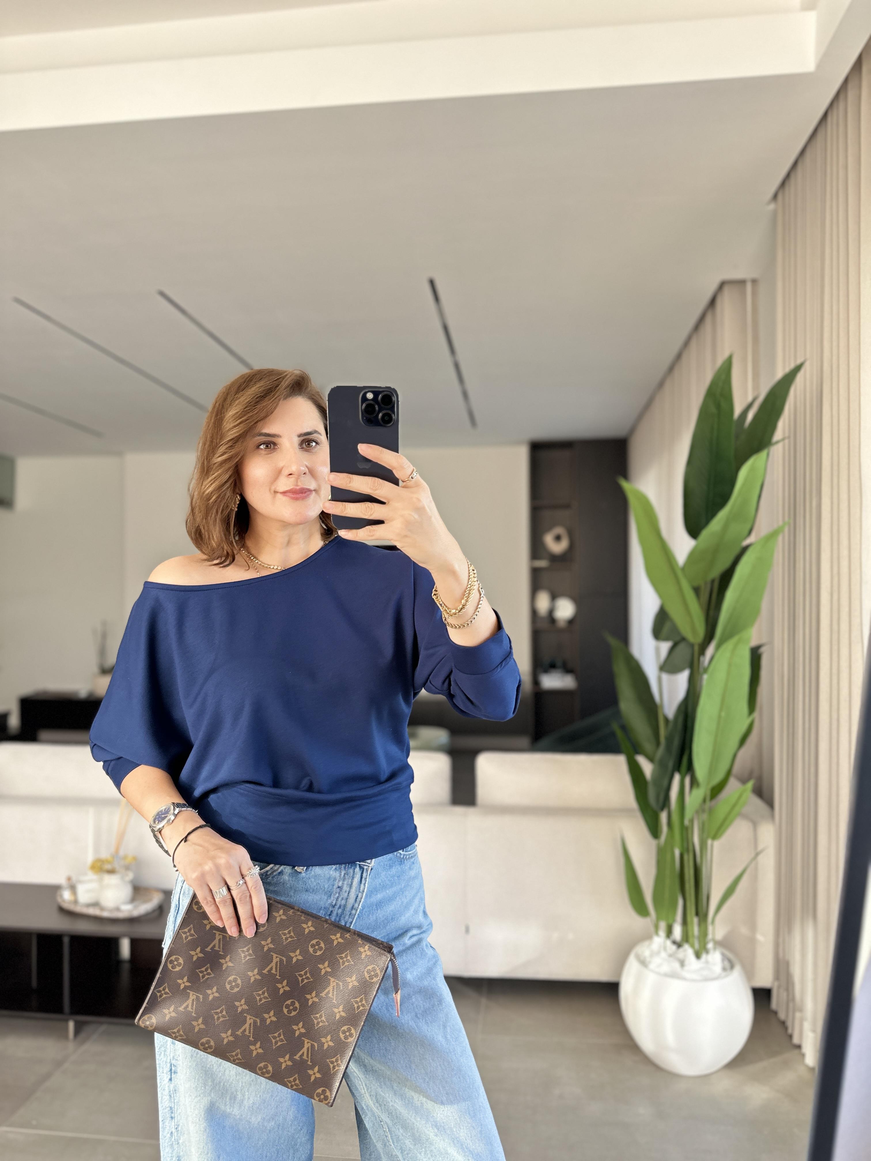 Lacivert Düşük Yaka Sweat