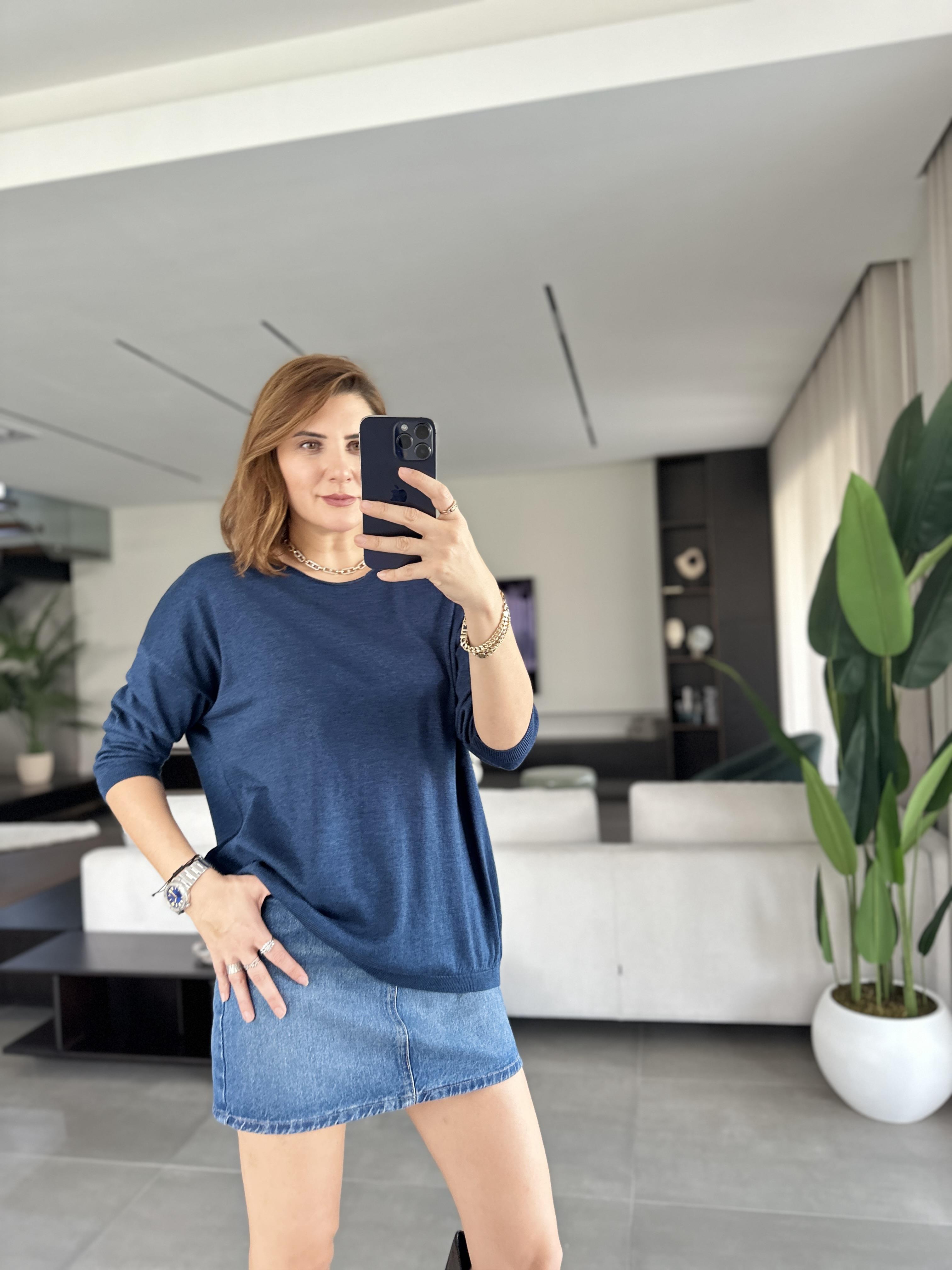 Lacivert Lena Salaş Bluz