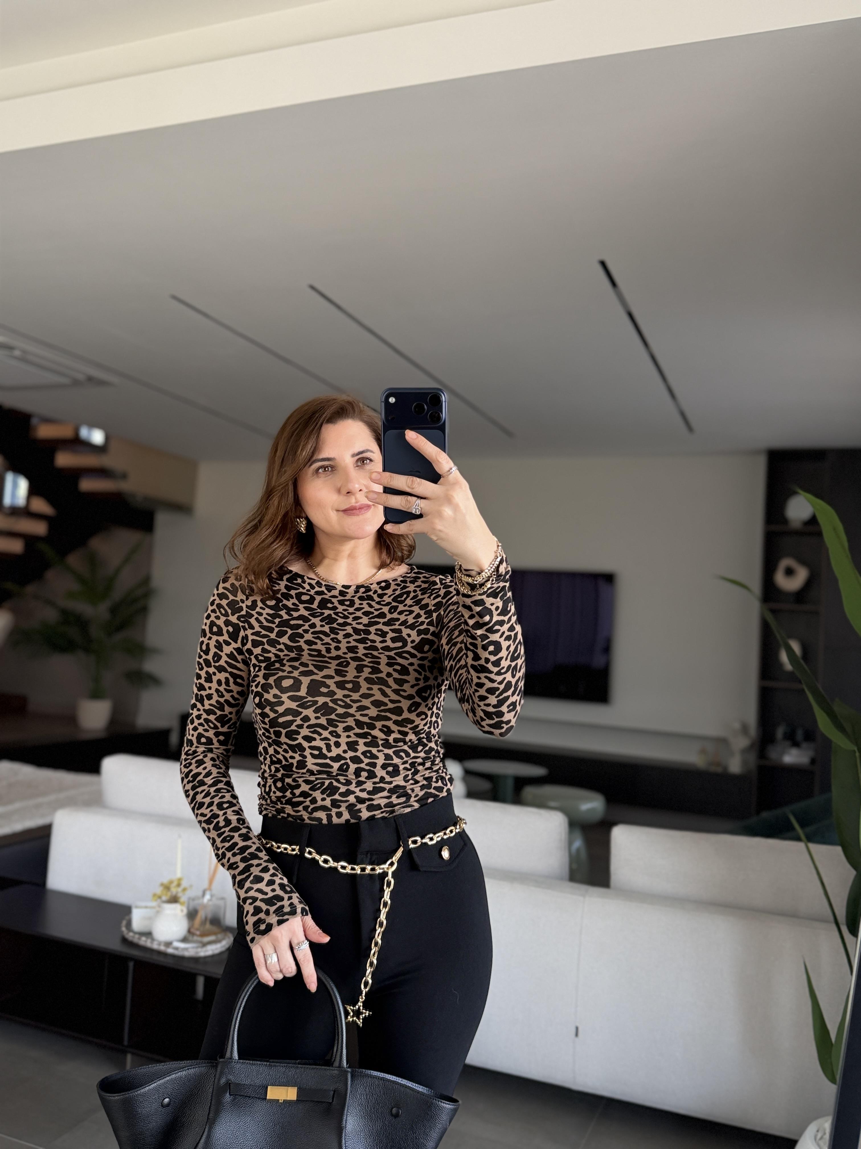 Leopar Desenli Bluz