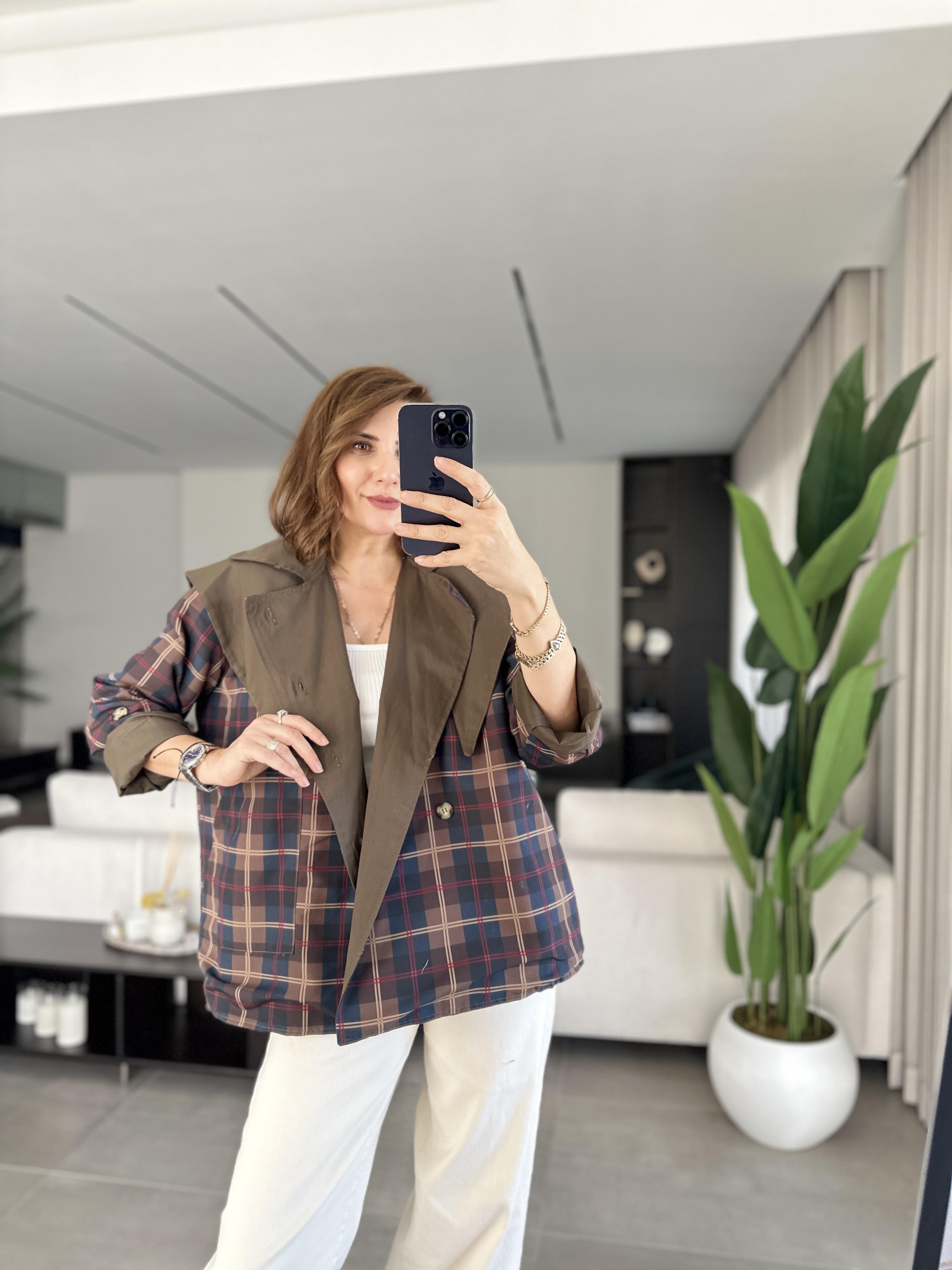 Pelerinli Çift Taraflı Trenckot