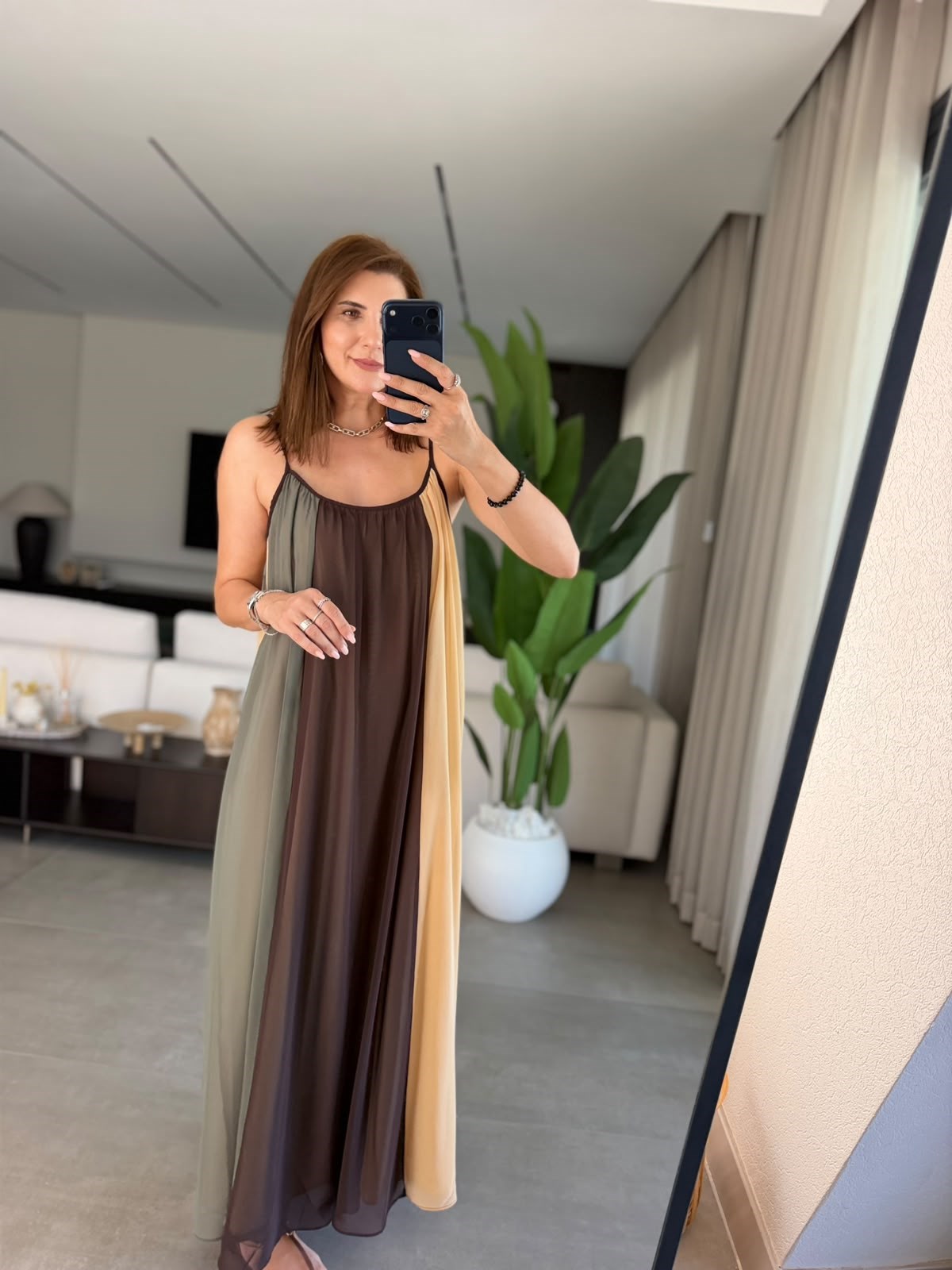 Renkli Melisa Askılı Elbise