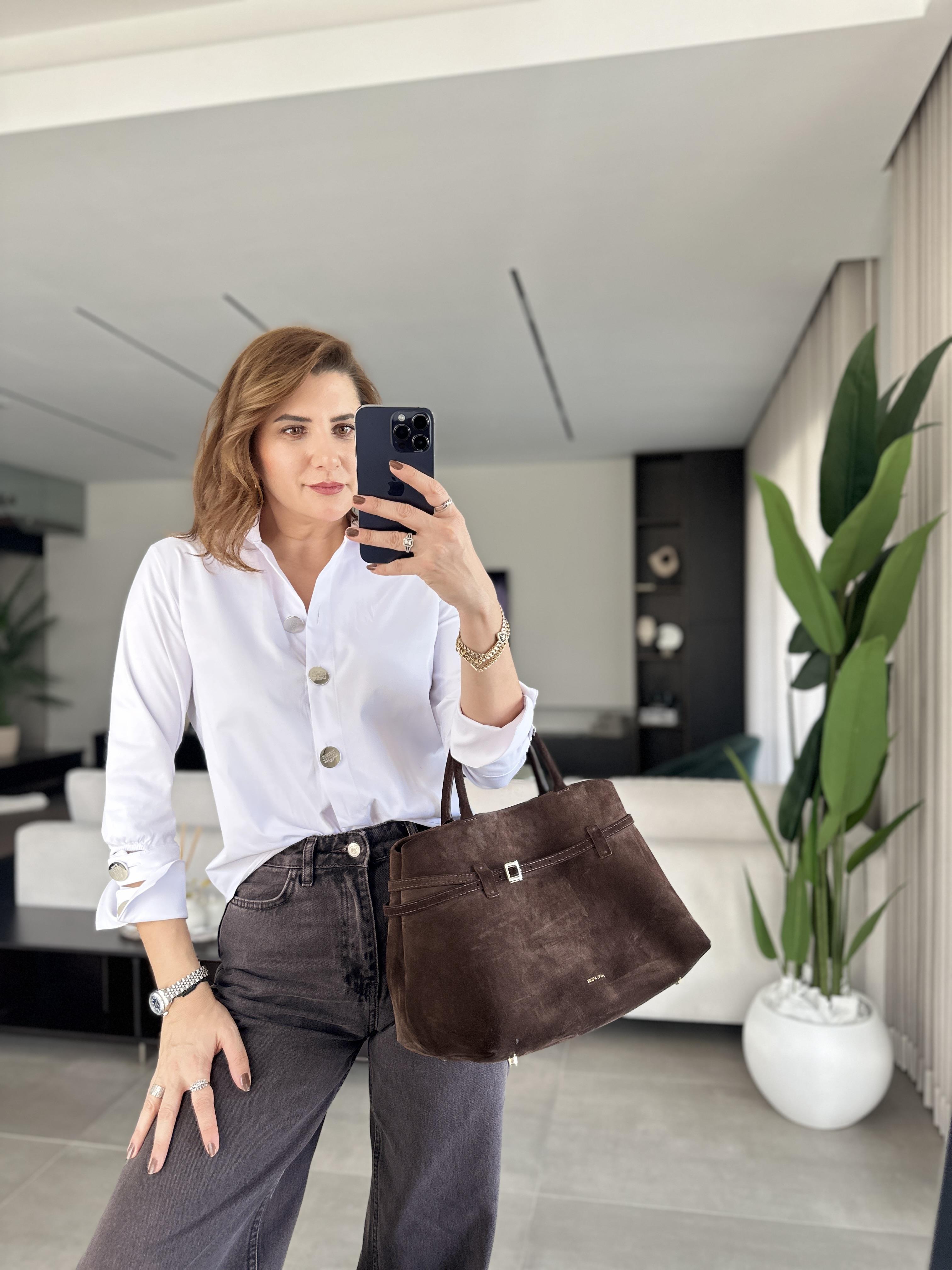 Silver Düğme Detaylı Manşet Detaylı Gömlek