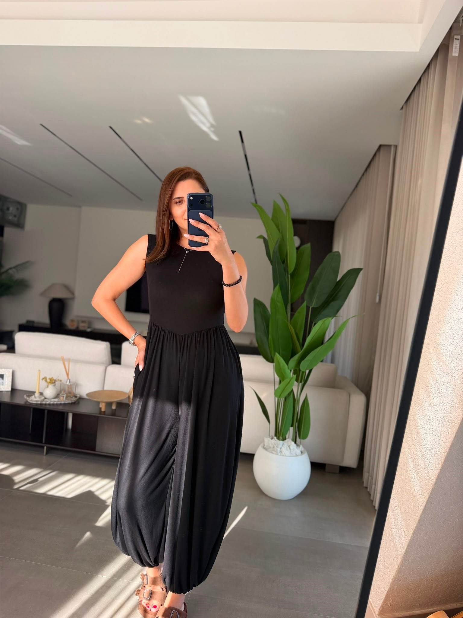 Siyah Efsun Askılı Tulum