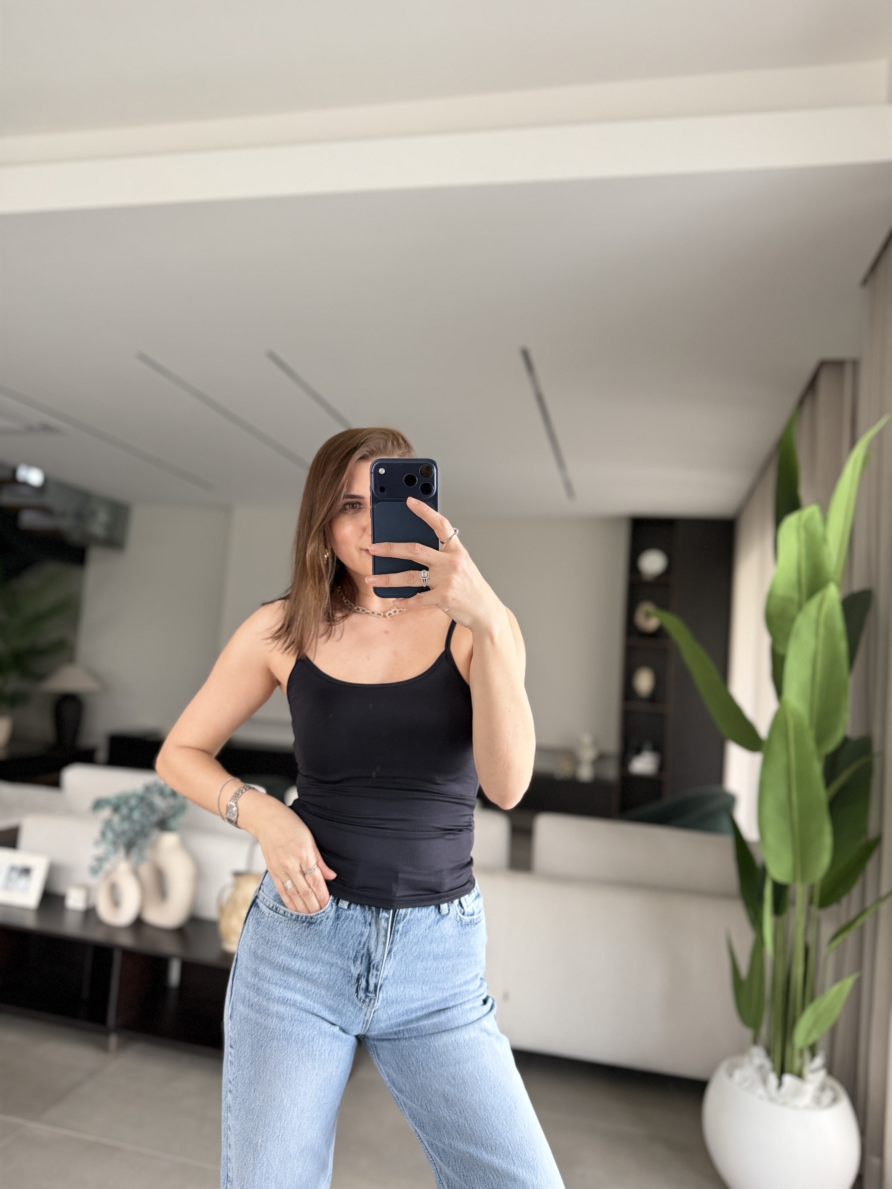 Siyah Polyemid İp Askılı Atlet
