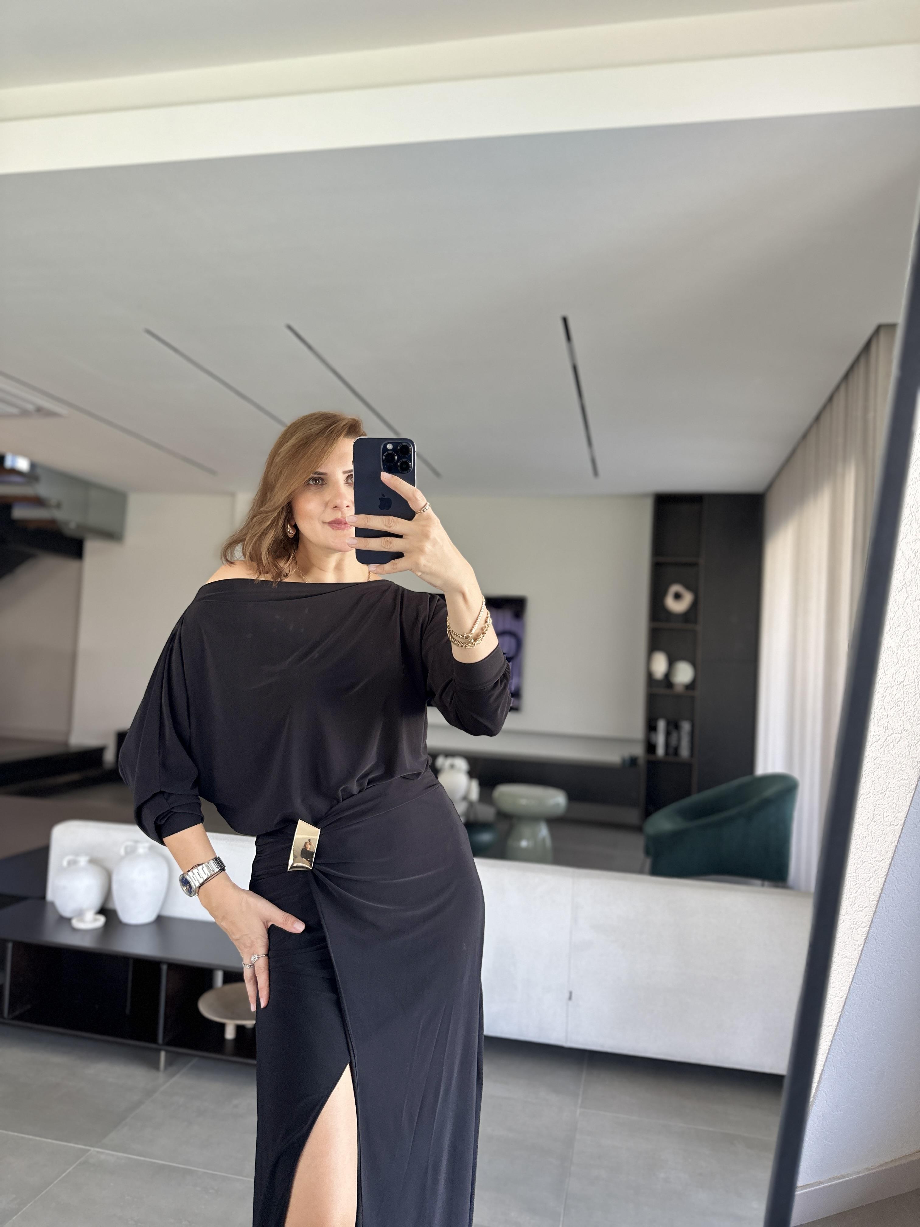 Siyah Sandy Tokalı Elbise