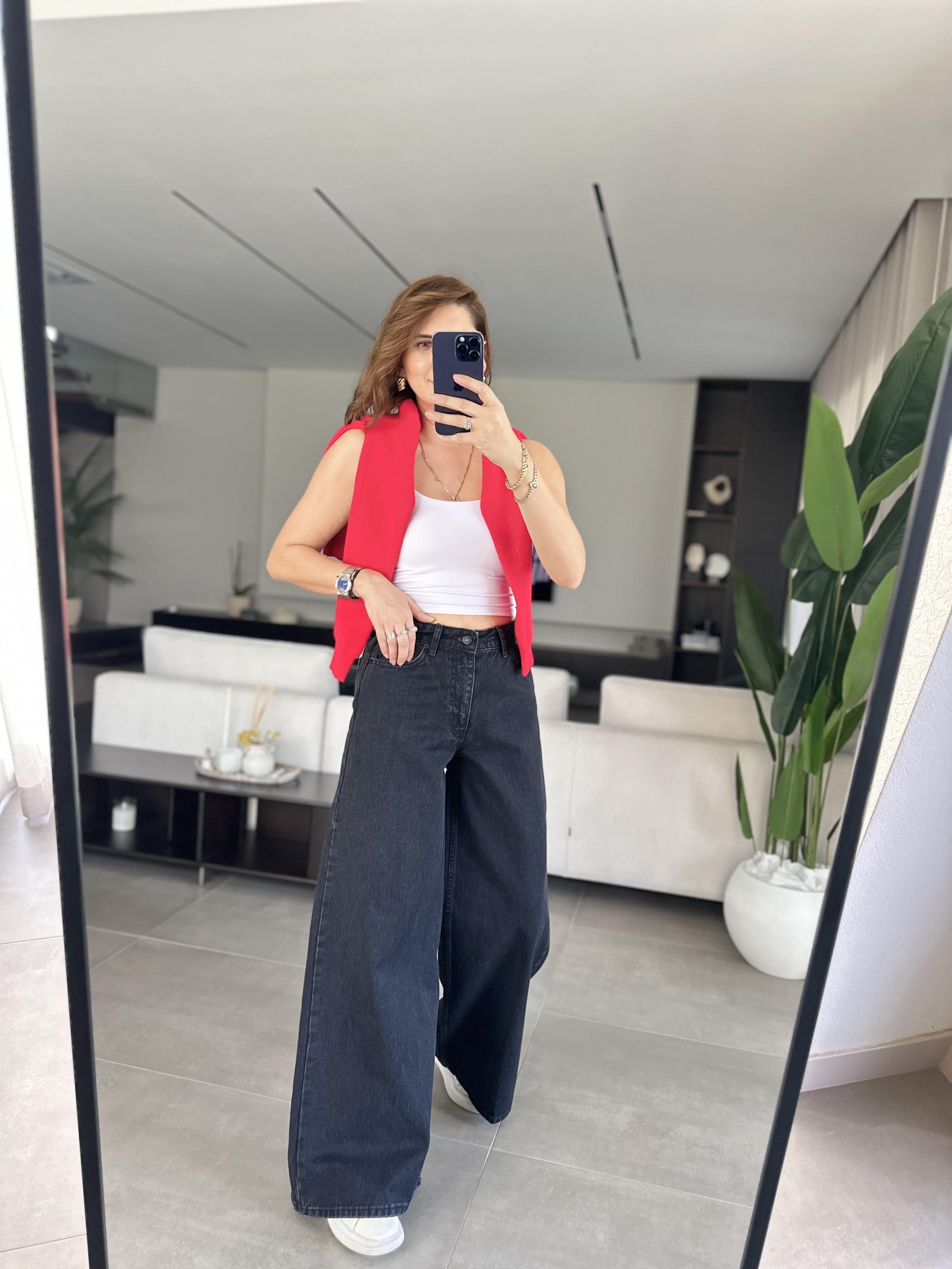 Siyah Wide Leg Zr Model Palazzo Pantolon