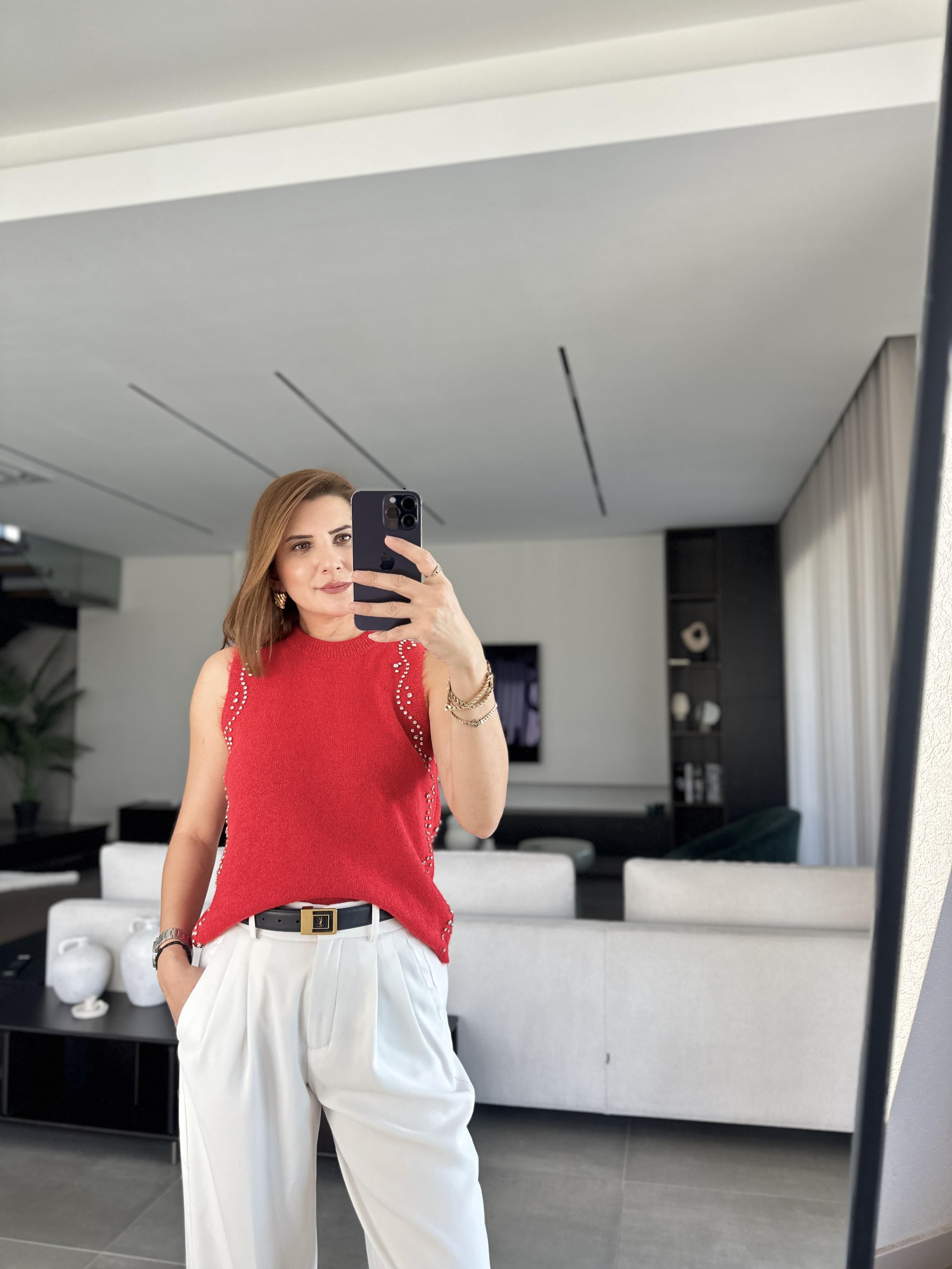 Taşlı Triko Bluz