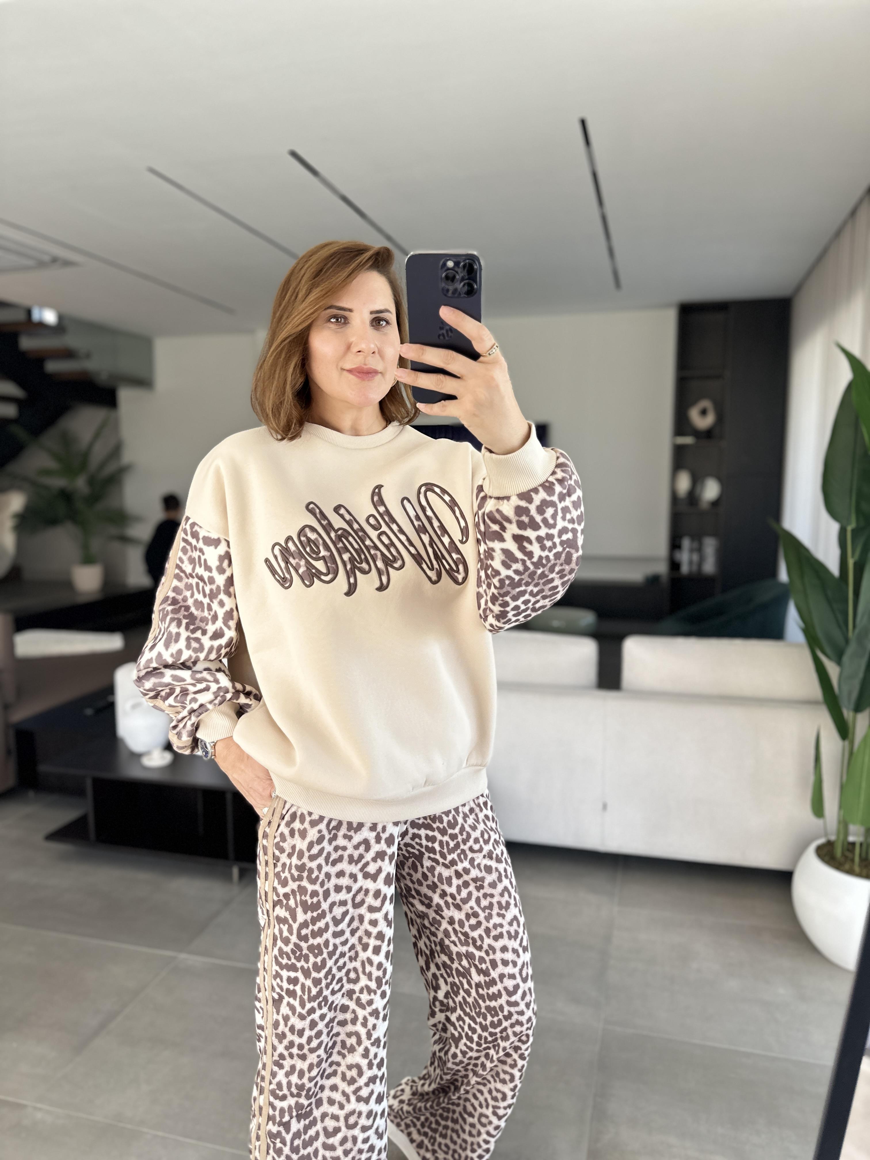 Wilden Baskılı Leopar Desenli Sweat