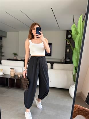 Siyah Kemerli Şalvar Pantolon