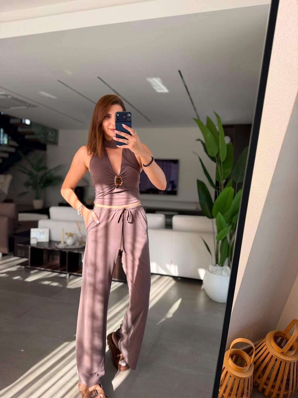Acı Kahve Amber Tokalı Takım