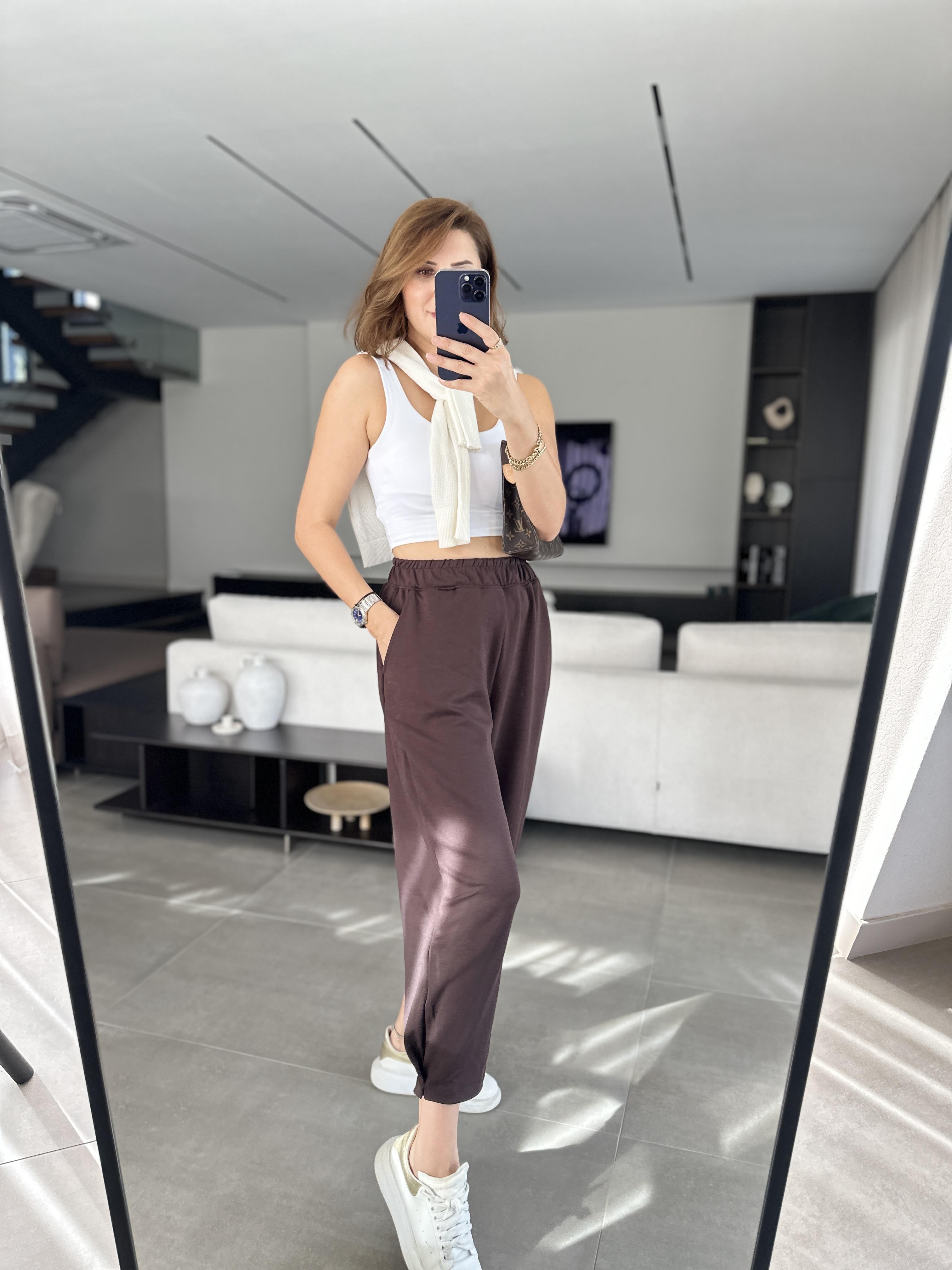 Acı Kahve Baggy Tutturmalı Pantolon