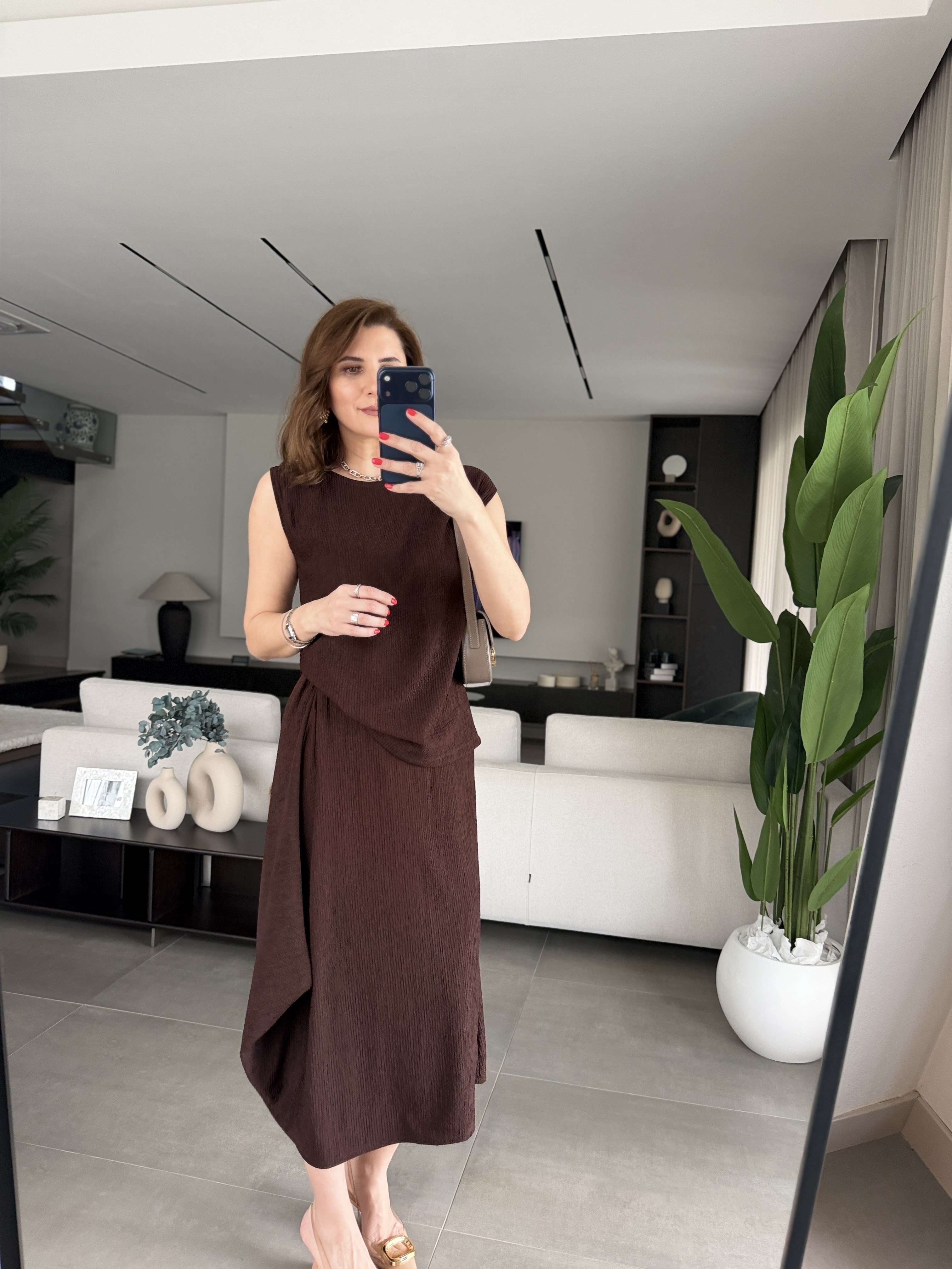 Acı Kahve Buzzy Fitilli Yumoş Etek Takım