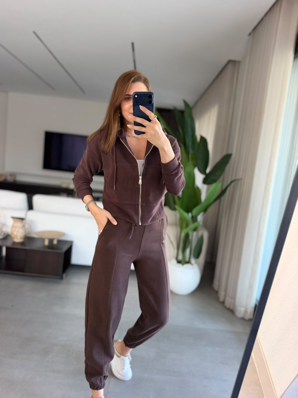 Acı Kahve Çimalı Paça Lastik Eşofman