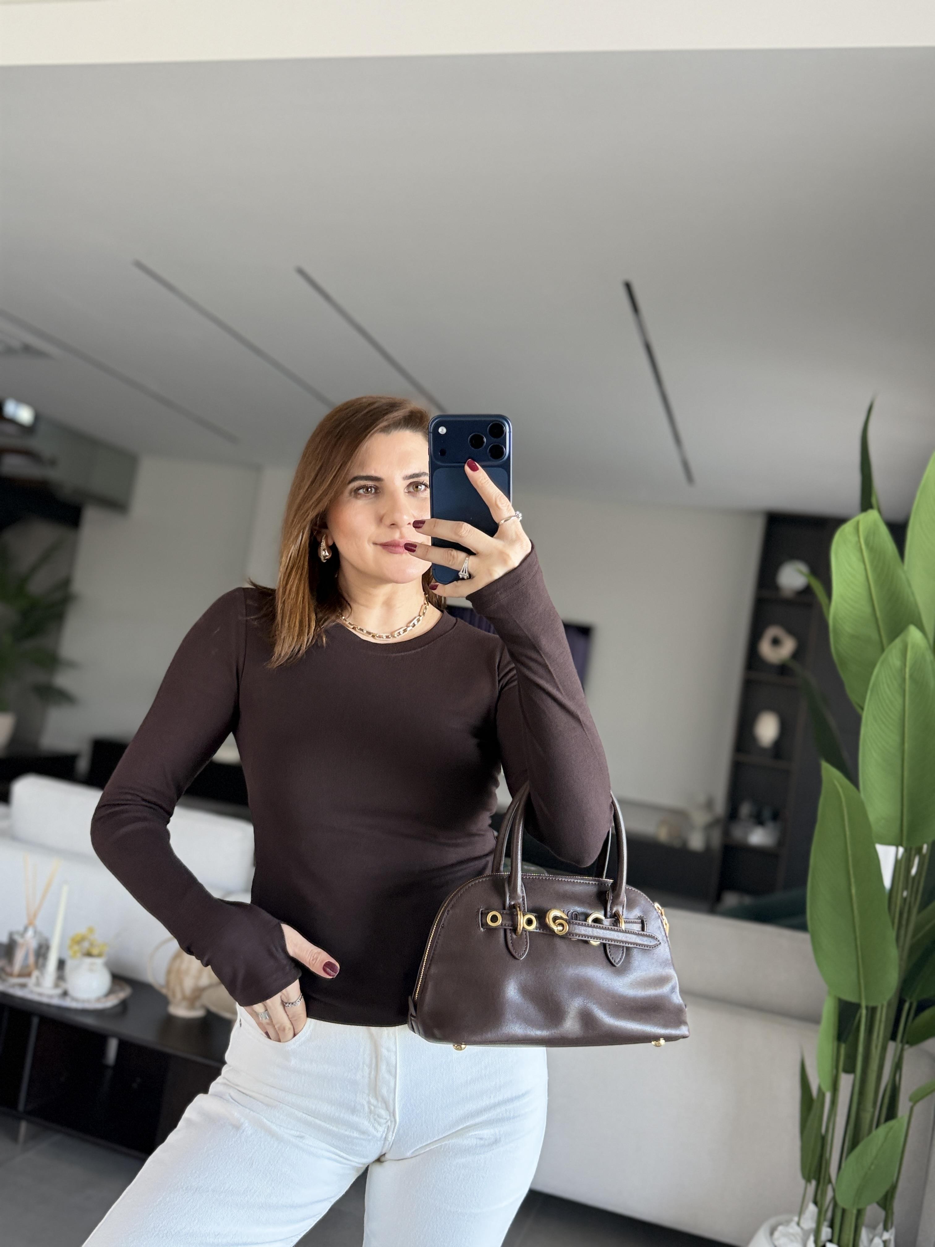 Acı Kahve Dora Parmak Geçmeli Bluz