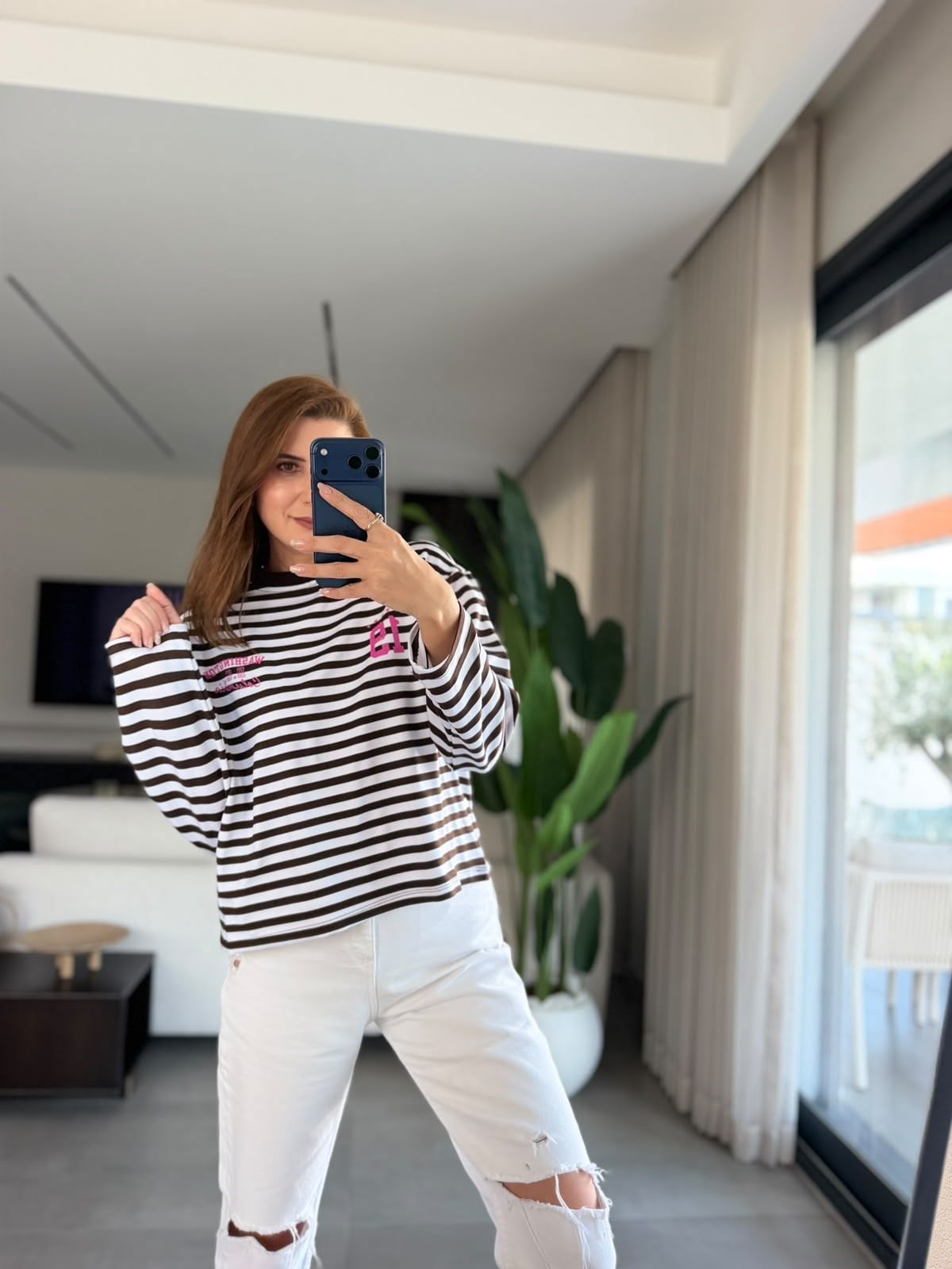 Acı Kahve Elena Çizgili Sweatshırt