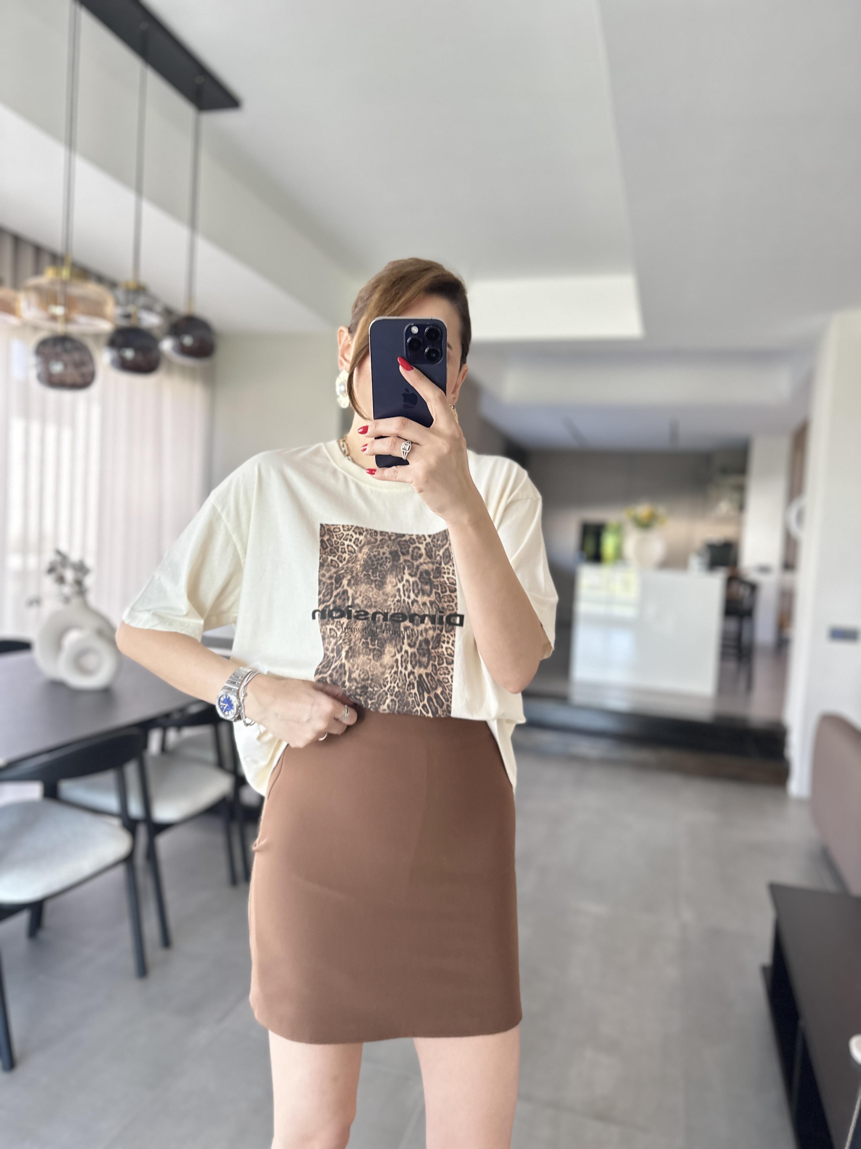 Acı Kahve Fermuarlı Şort Etek