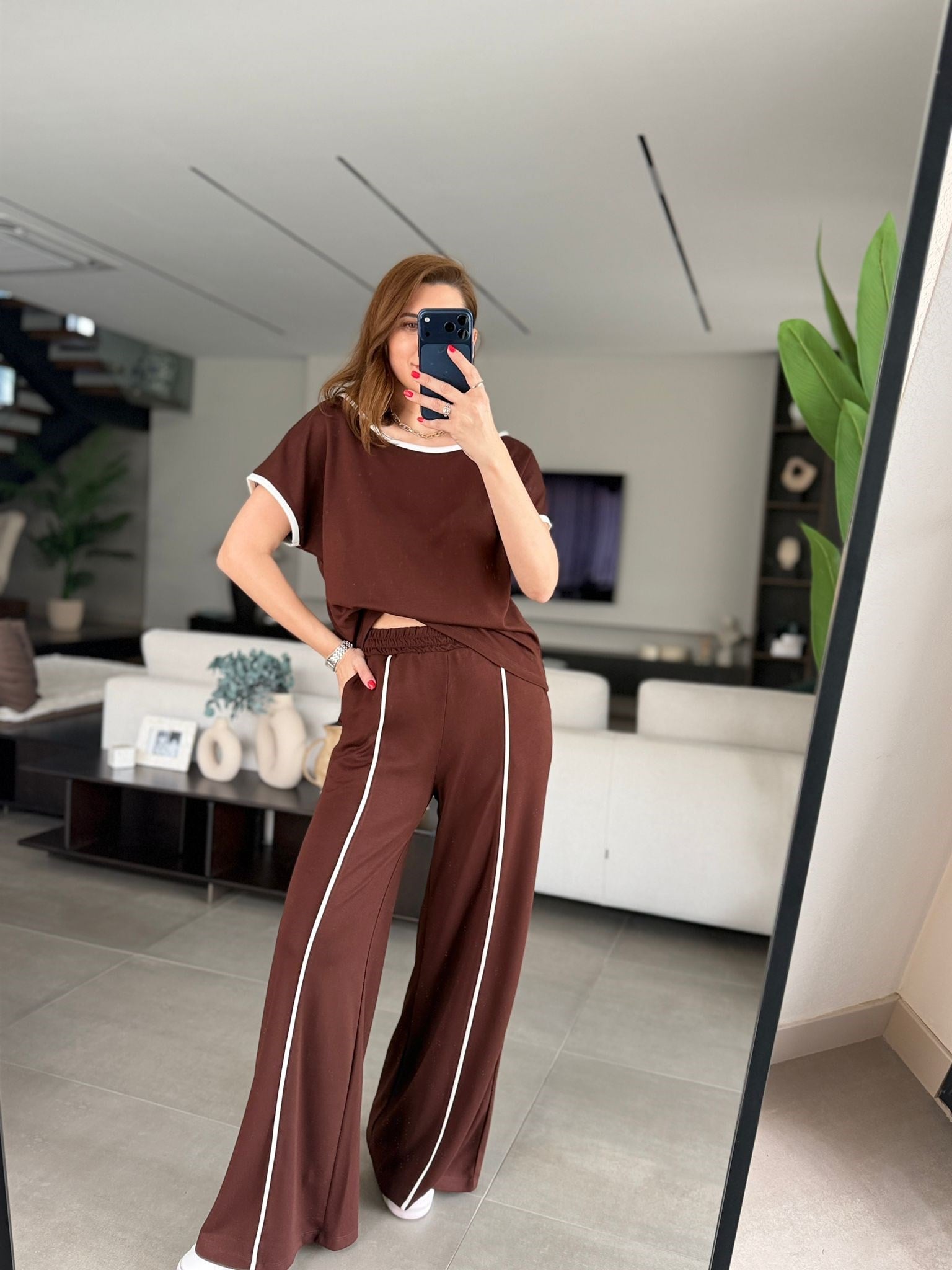 Acı Kahve  Geniş Yaka Biyeli Takım