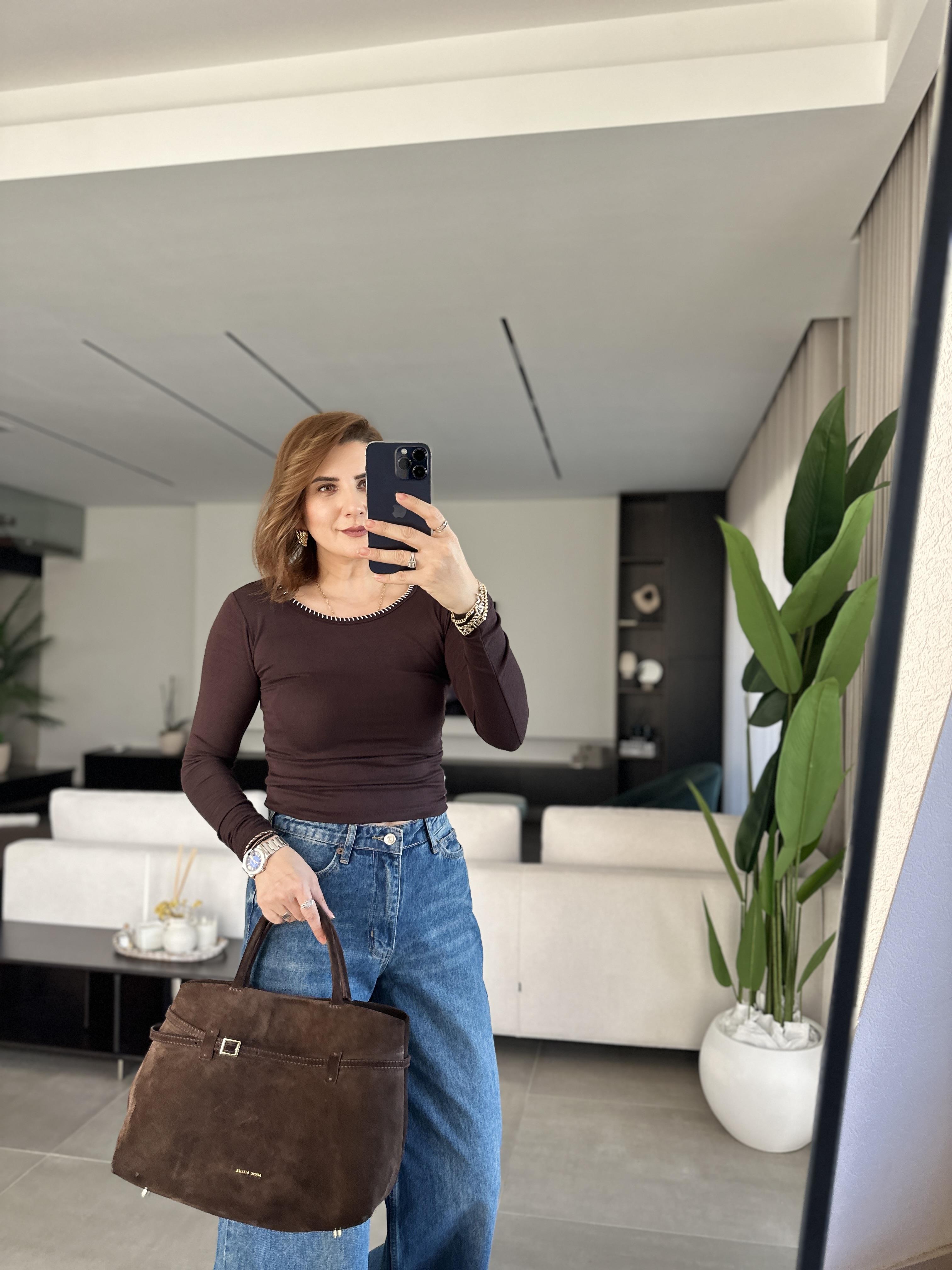 Acı Kahve Mas Dikişli Bluz